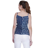 Indigo Dabu Handblock Printred Overlap Noodle Strap Top