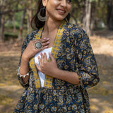 Bagru kalamkari handblock print peplum style short cotton shrug