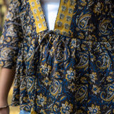 Bagru kalamkari handblock print peplum style short cotton shrug