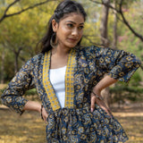 Bagru kalamkari handblock print peplum style short cotton shrug