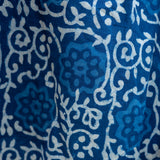 Indigo dabu handblock print waterfall cotton shrug with pink collar