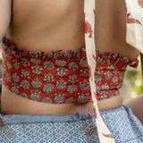 Bird handblock print halter neck cotton blouse