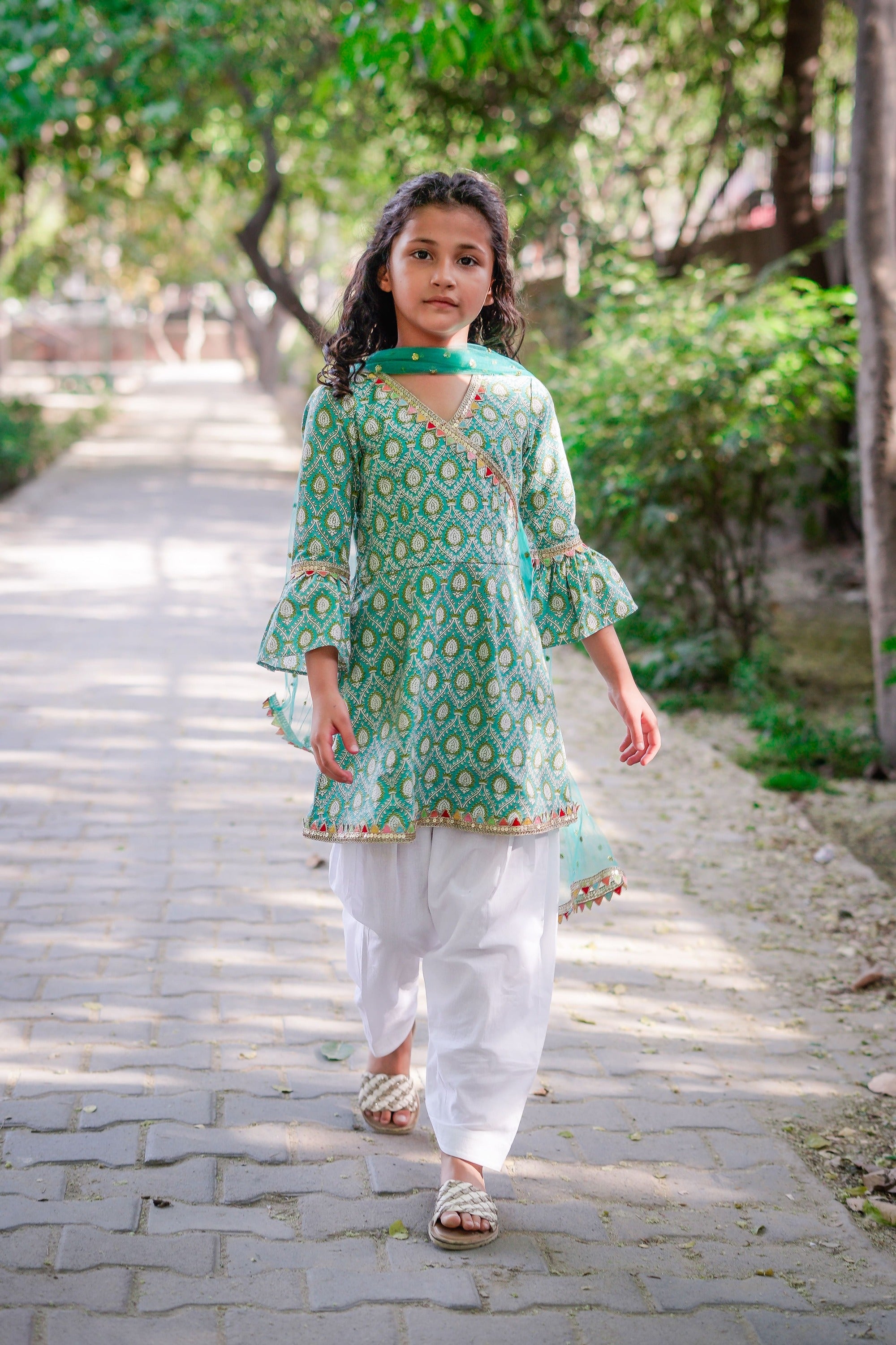 Blue Sanganeri Angrakha Salwar Suit