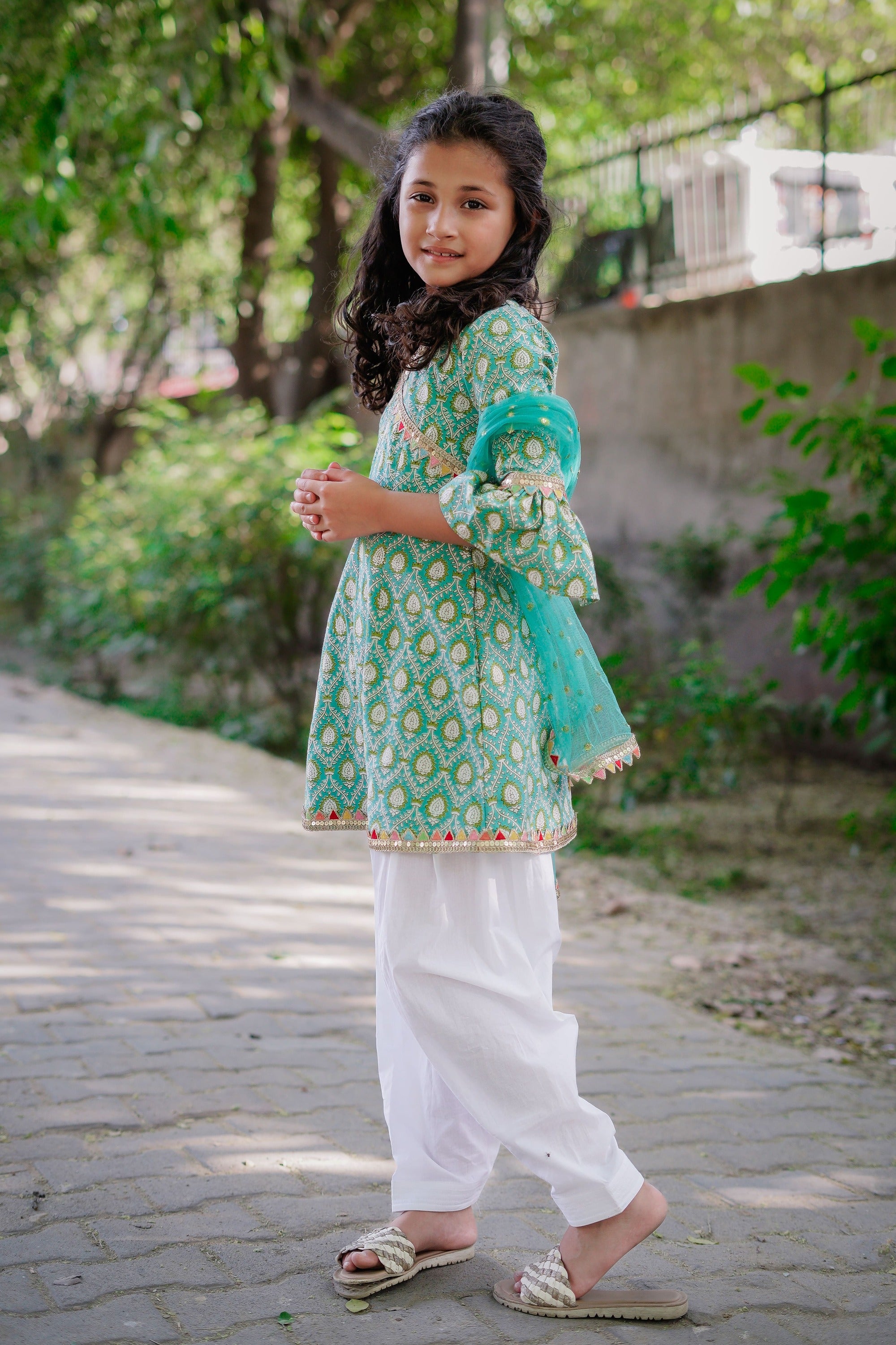 Blue Sanganeri Angrakha Salwar Suit