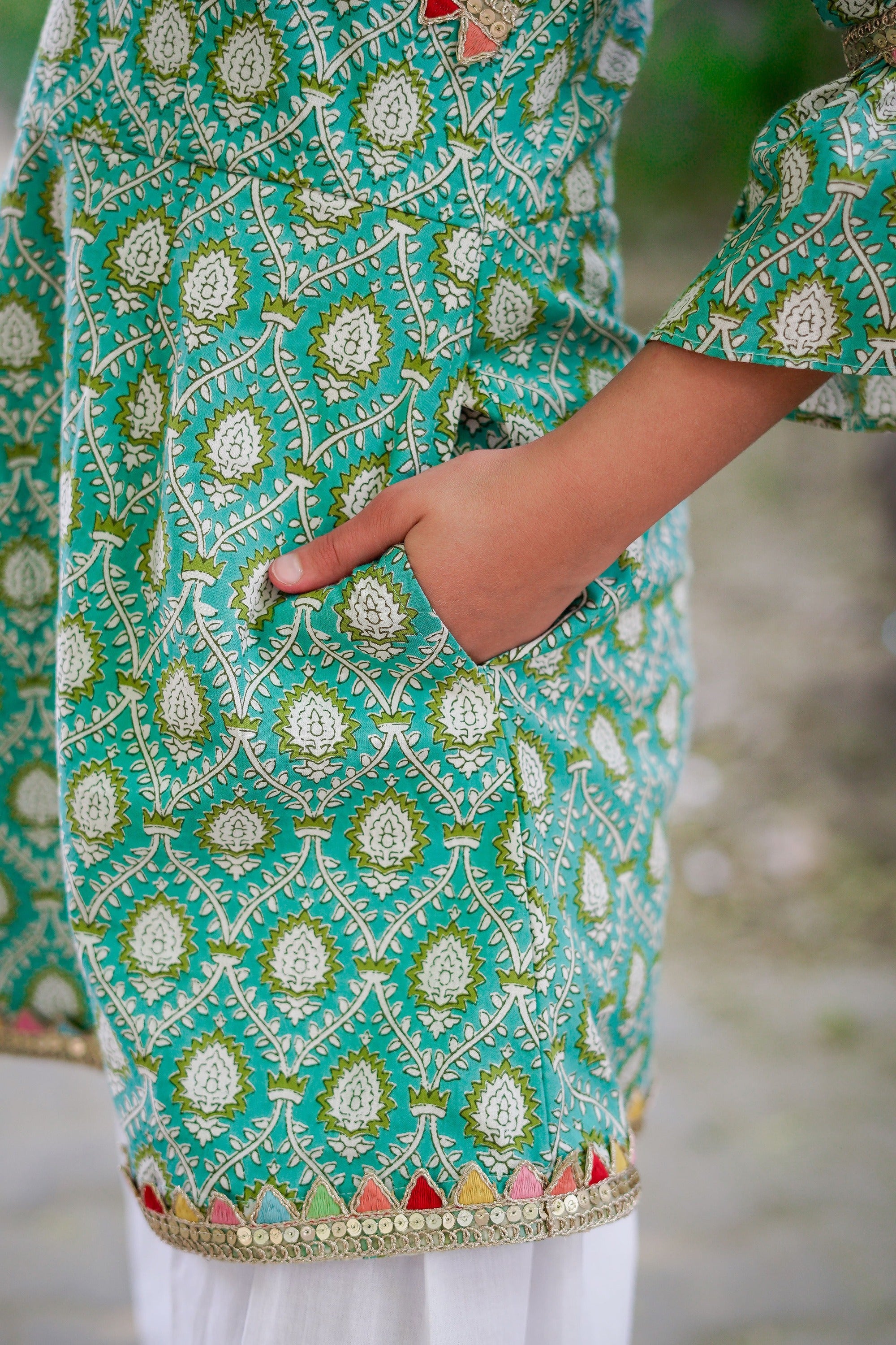 Blue Sanganeri Angrakha Salwar Suit
