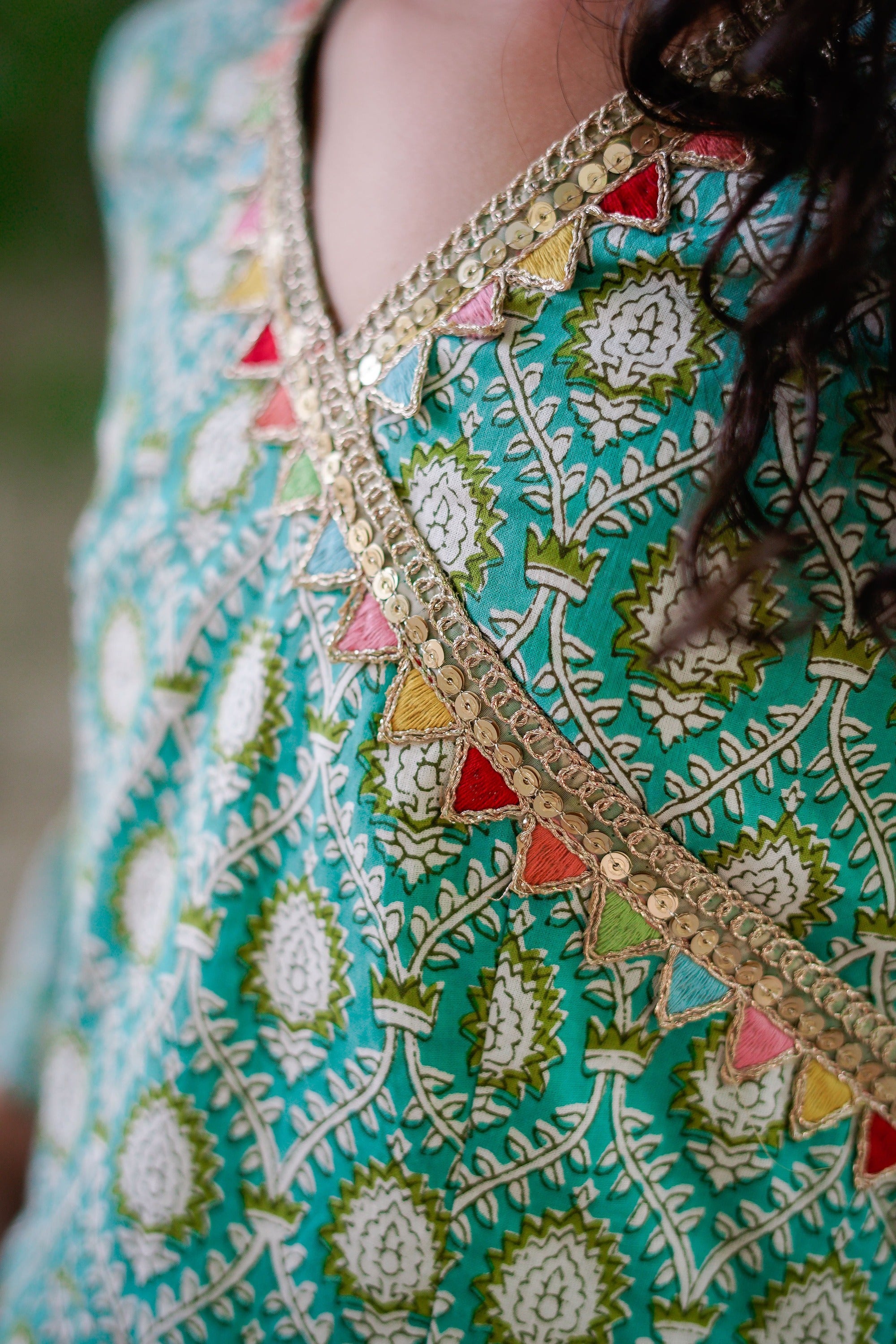 Blue Sanganeri Angrakha Salwar Suit
