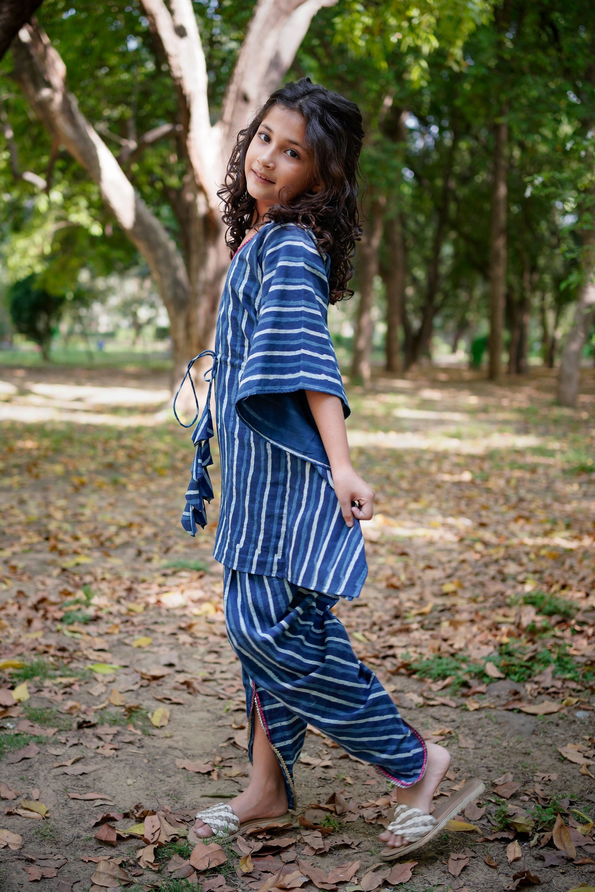 Indigo   Handblock Print  Kaftan Dhoti Cotton  Set