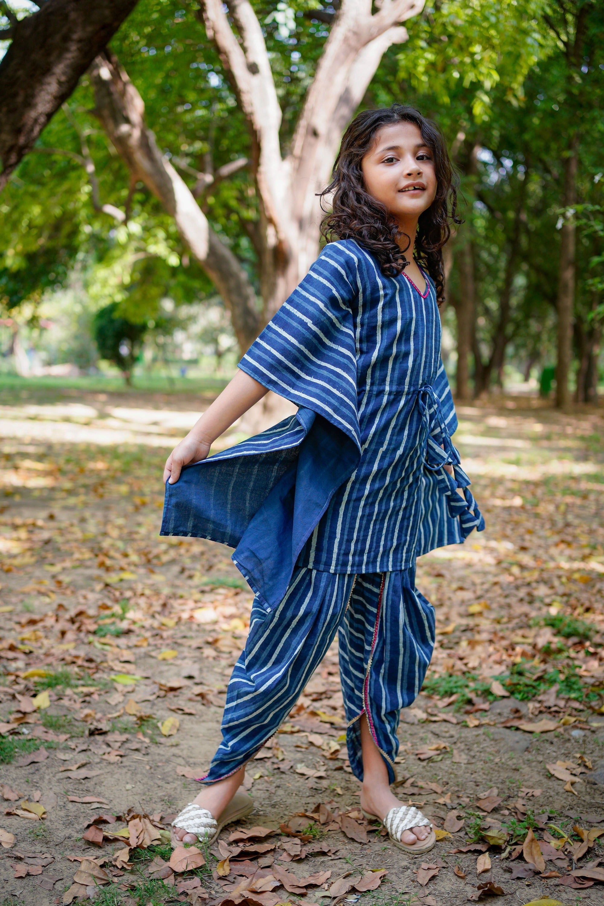Indigo   Handblock Print  Kaftan Dhoti Cotton  Set