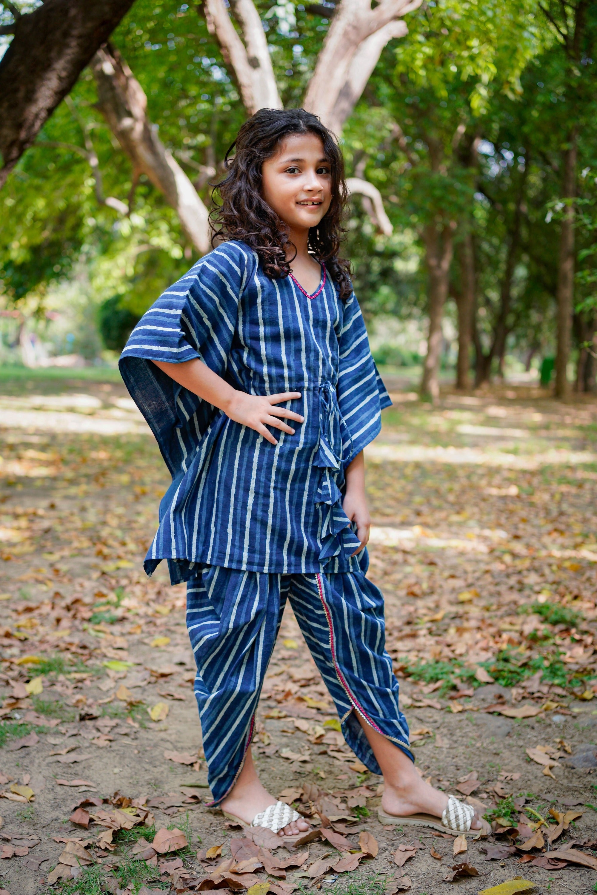Indigo   Handblock Print  Kaftan Dhoti Cotton  Set