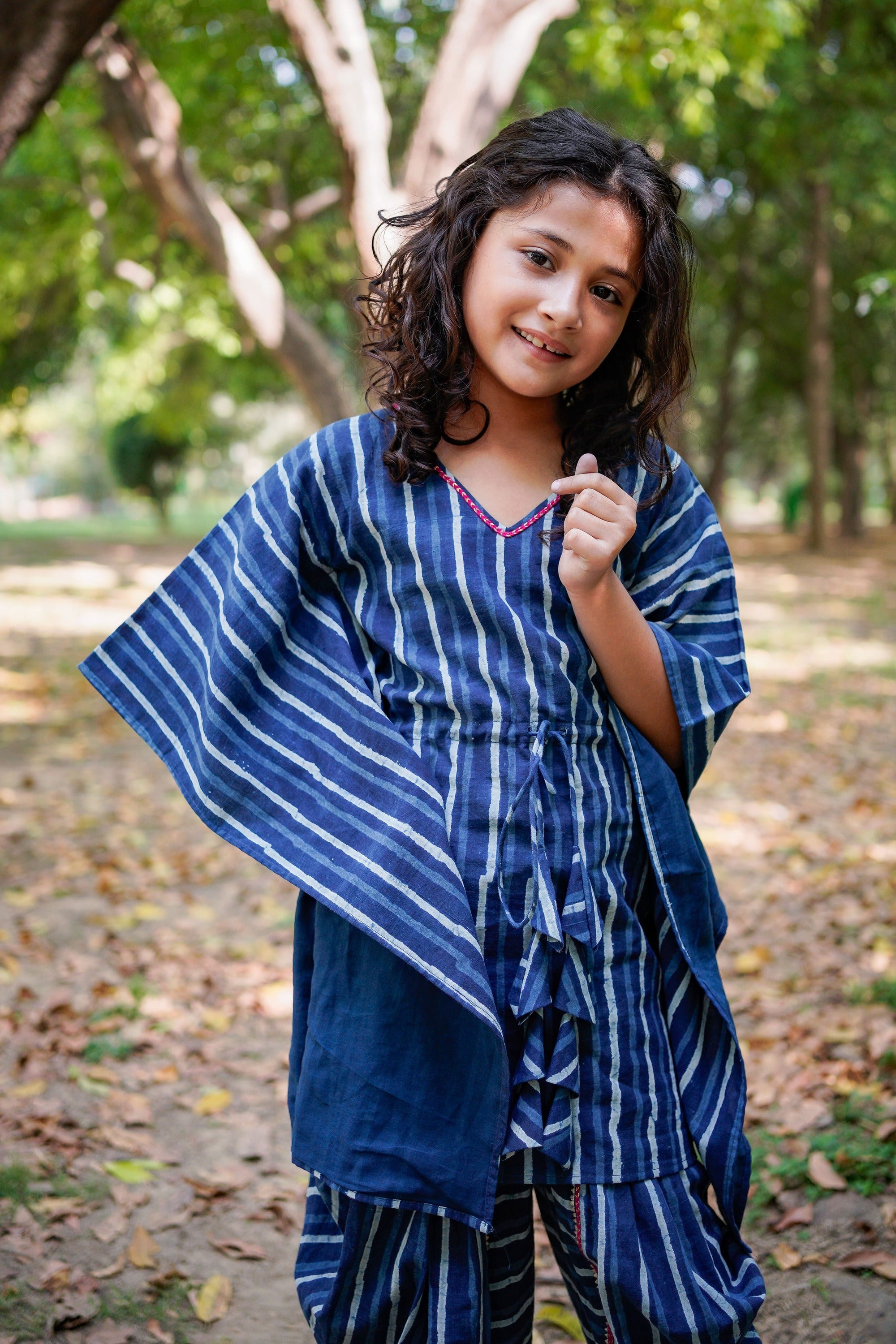 Indigo   Handblock Print  Kaftan Dhoti Cotton  Set
