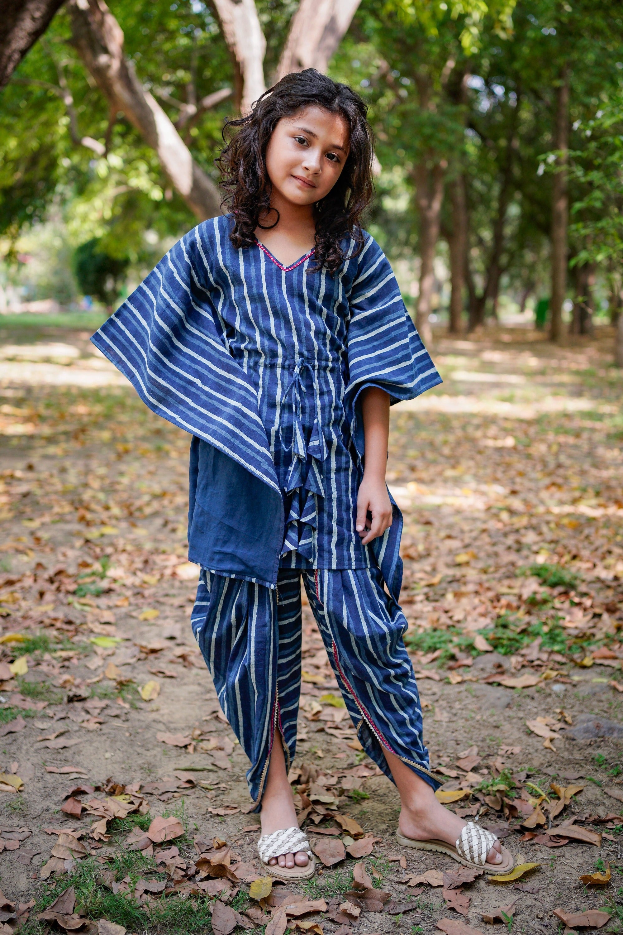 Indigo   Handblock Print  Kaftan Dhoti Cotton  Set