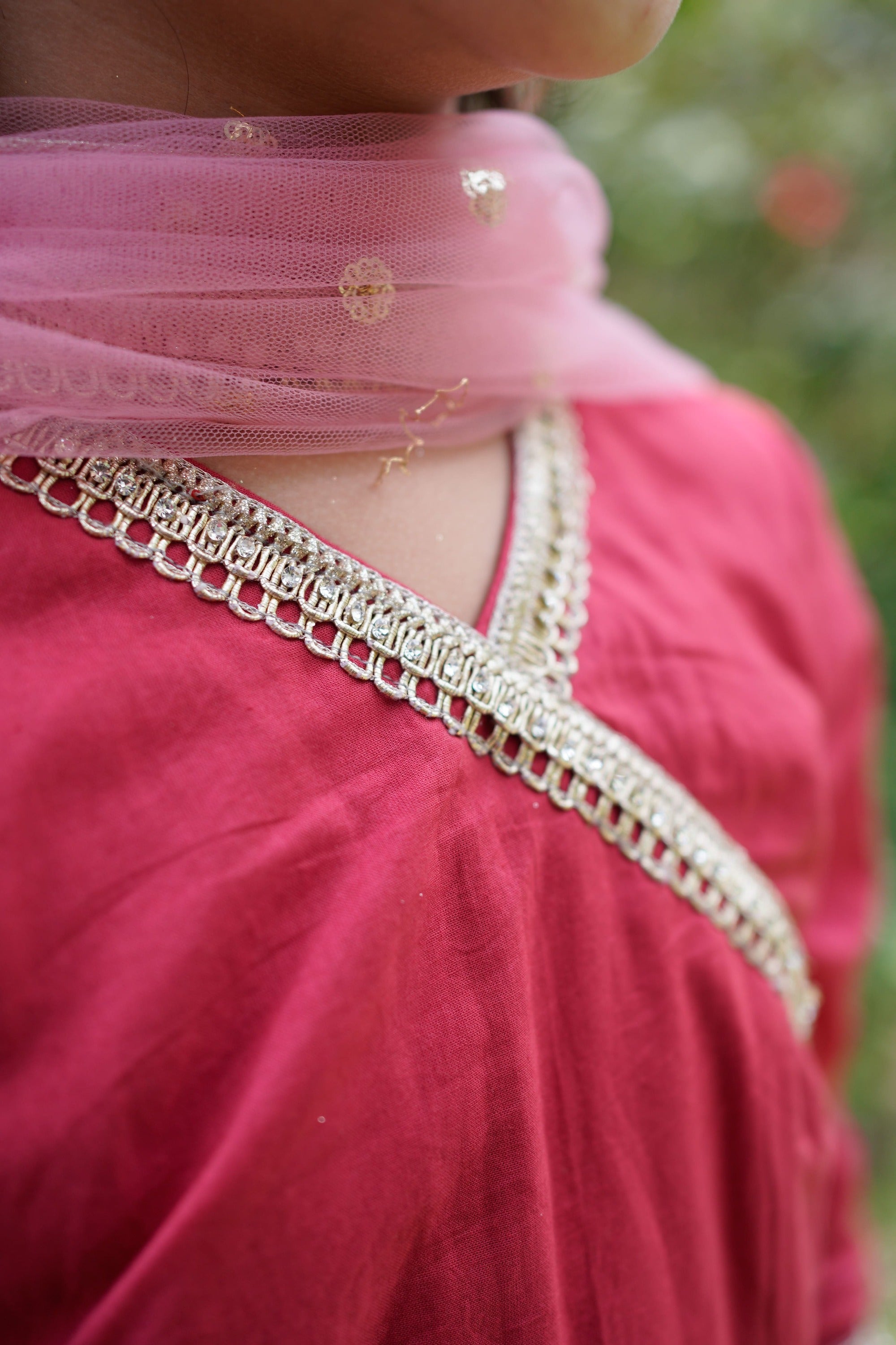 Red & Pink Sanganeri Sharara Set