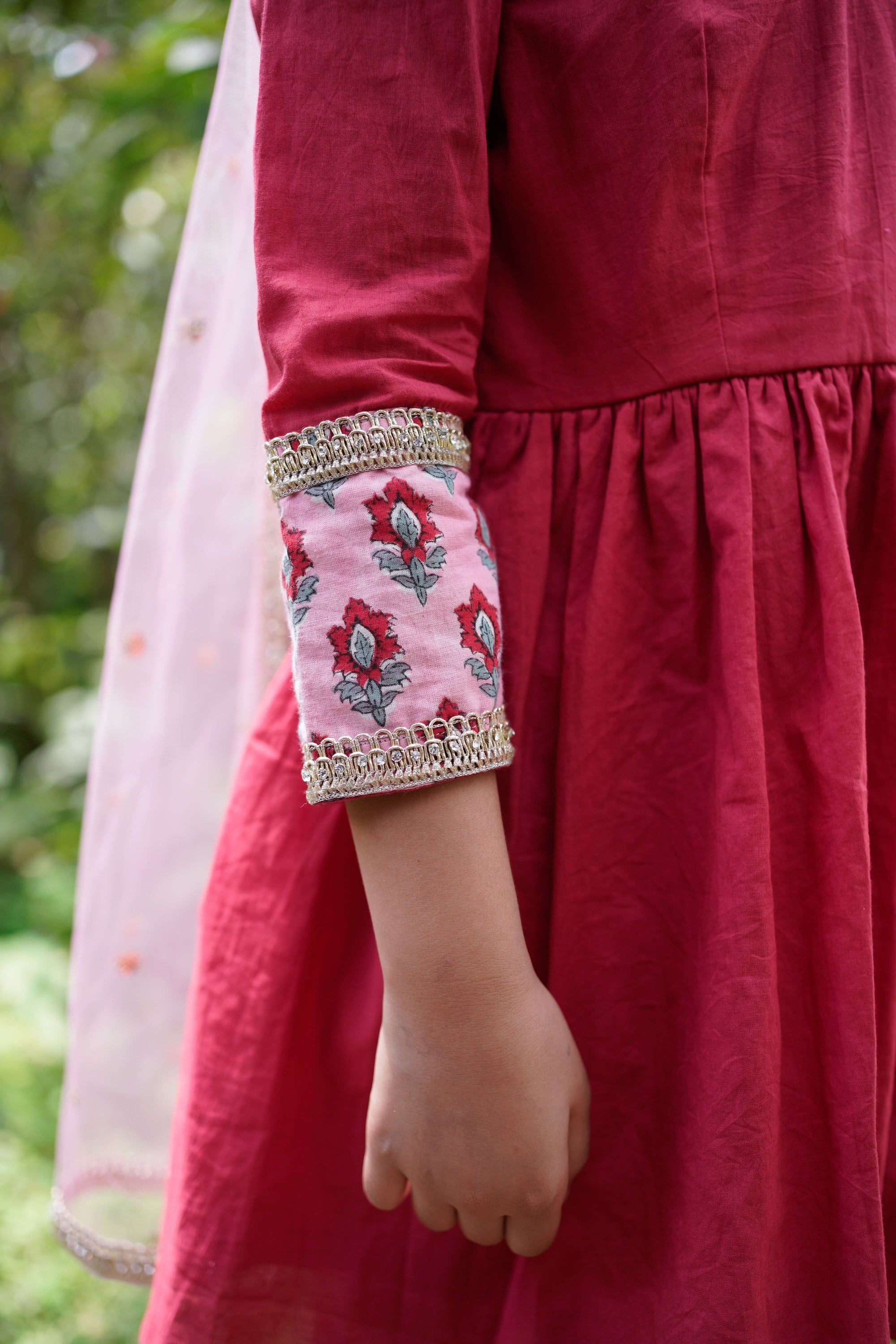 Red & Pink Sanganeri Sharara Set