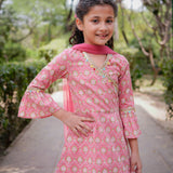 Pink Sanganeri Angrakha Cotton Suit