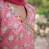 Pink Sanganeri Angrakha Cotton Suit