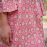 Pink Sanganeri Angrakha Cotton Suit