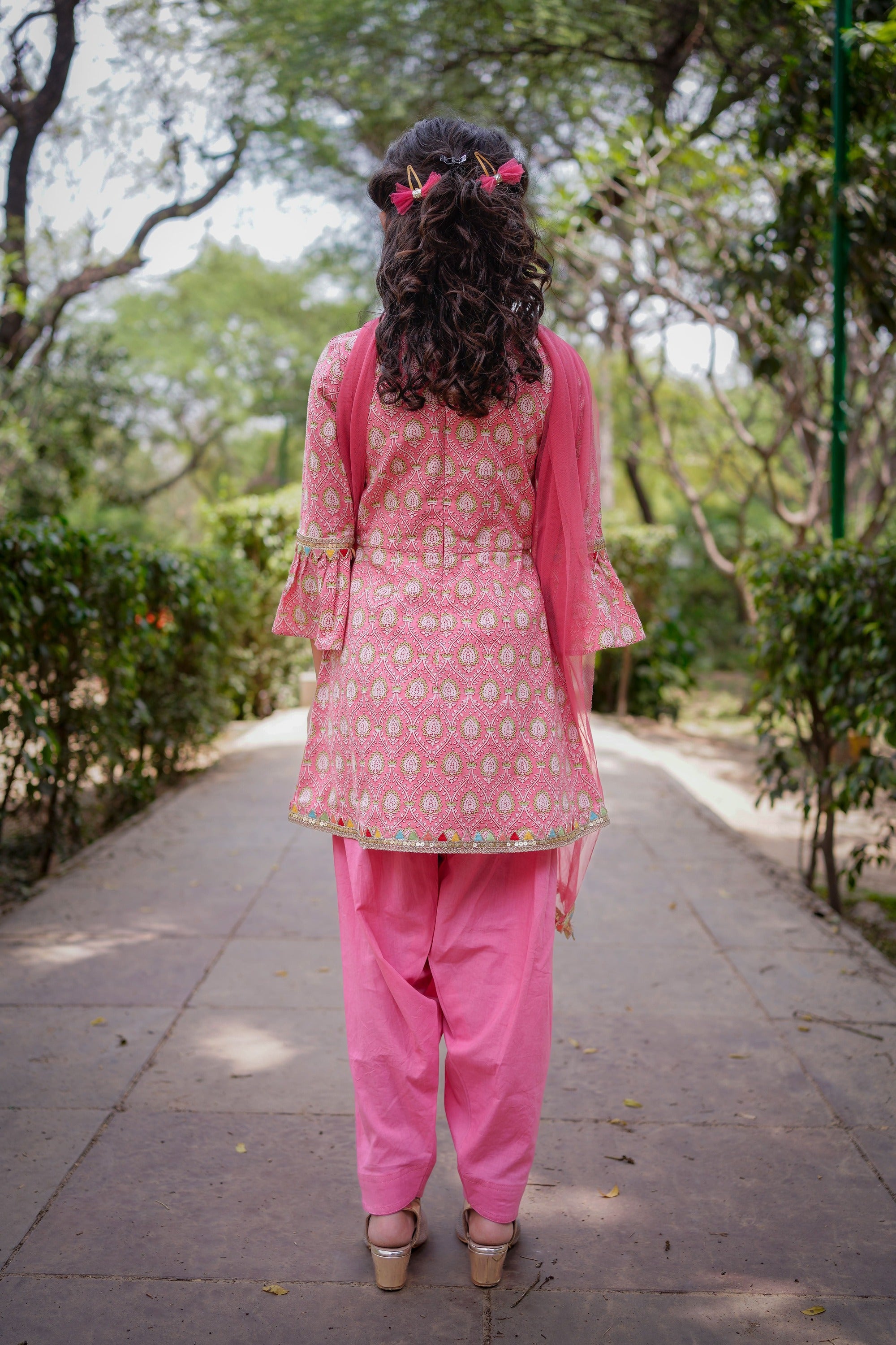 Pink Sanganeri Angrakha Cotton Suit