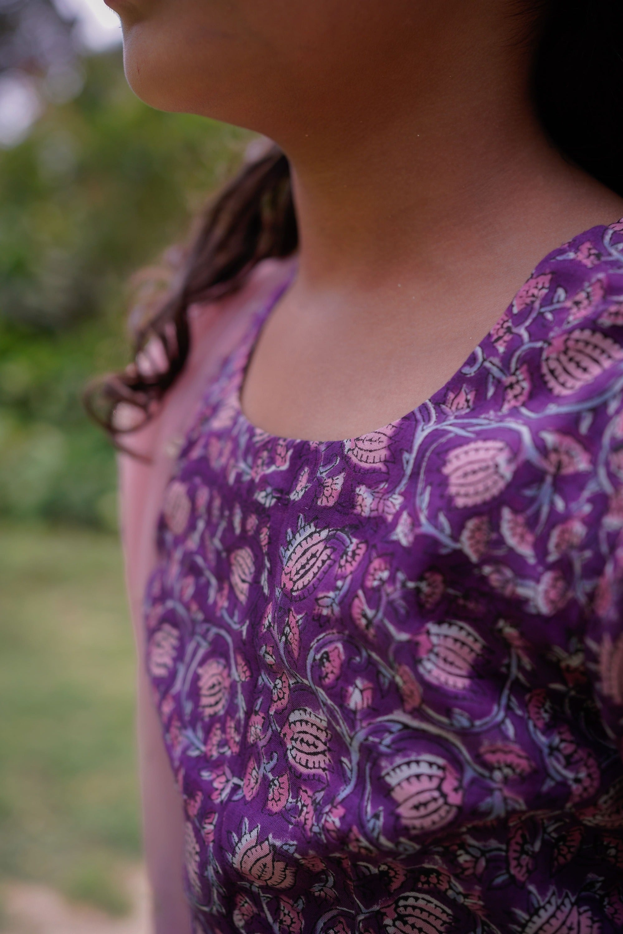 Purple Sanganeri Frill Lehenga