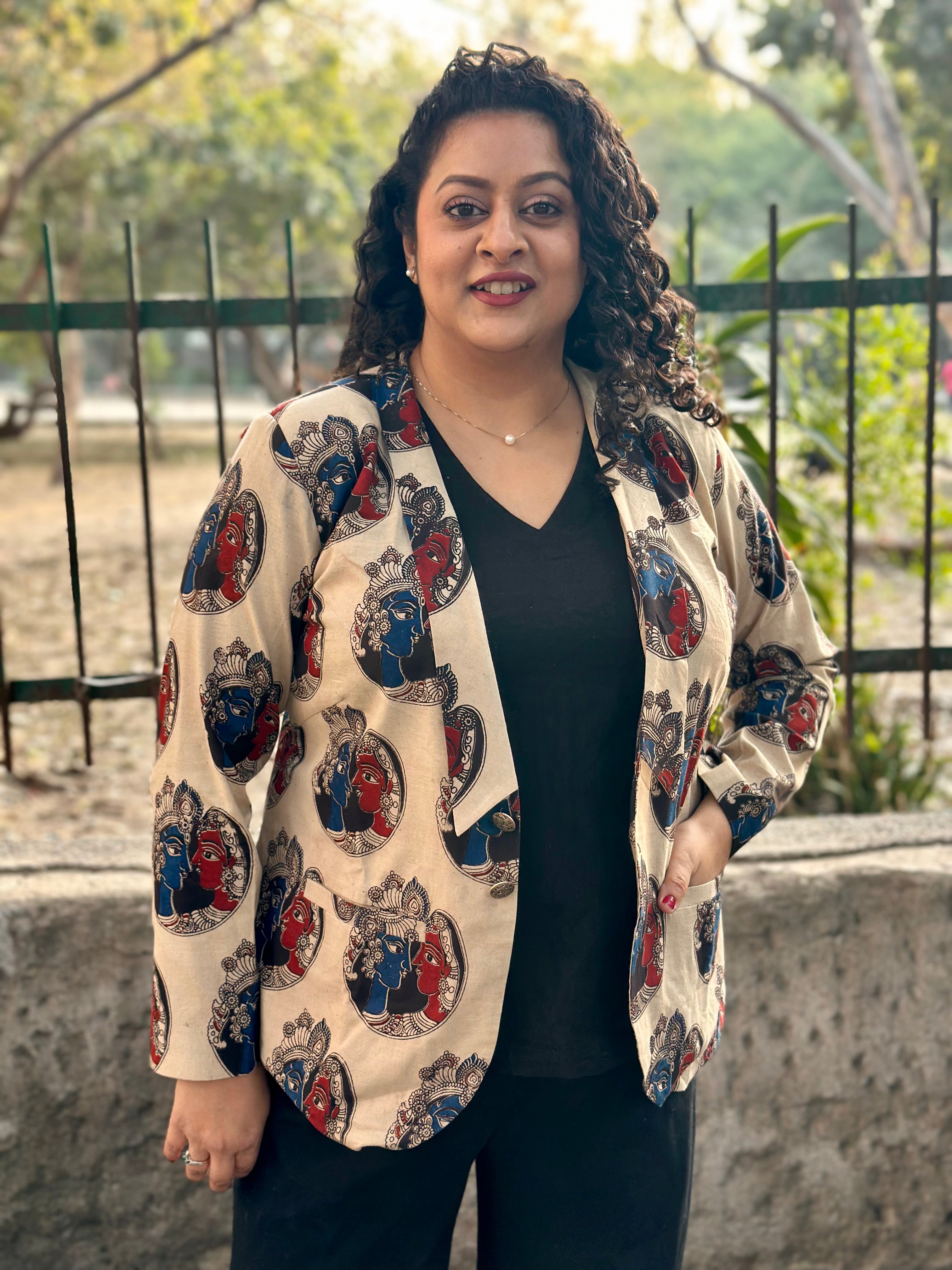 The Boardroom Kalamkari Handblock Print Cotton Blazer