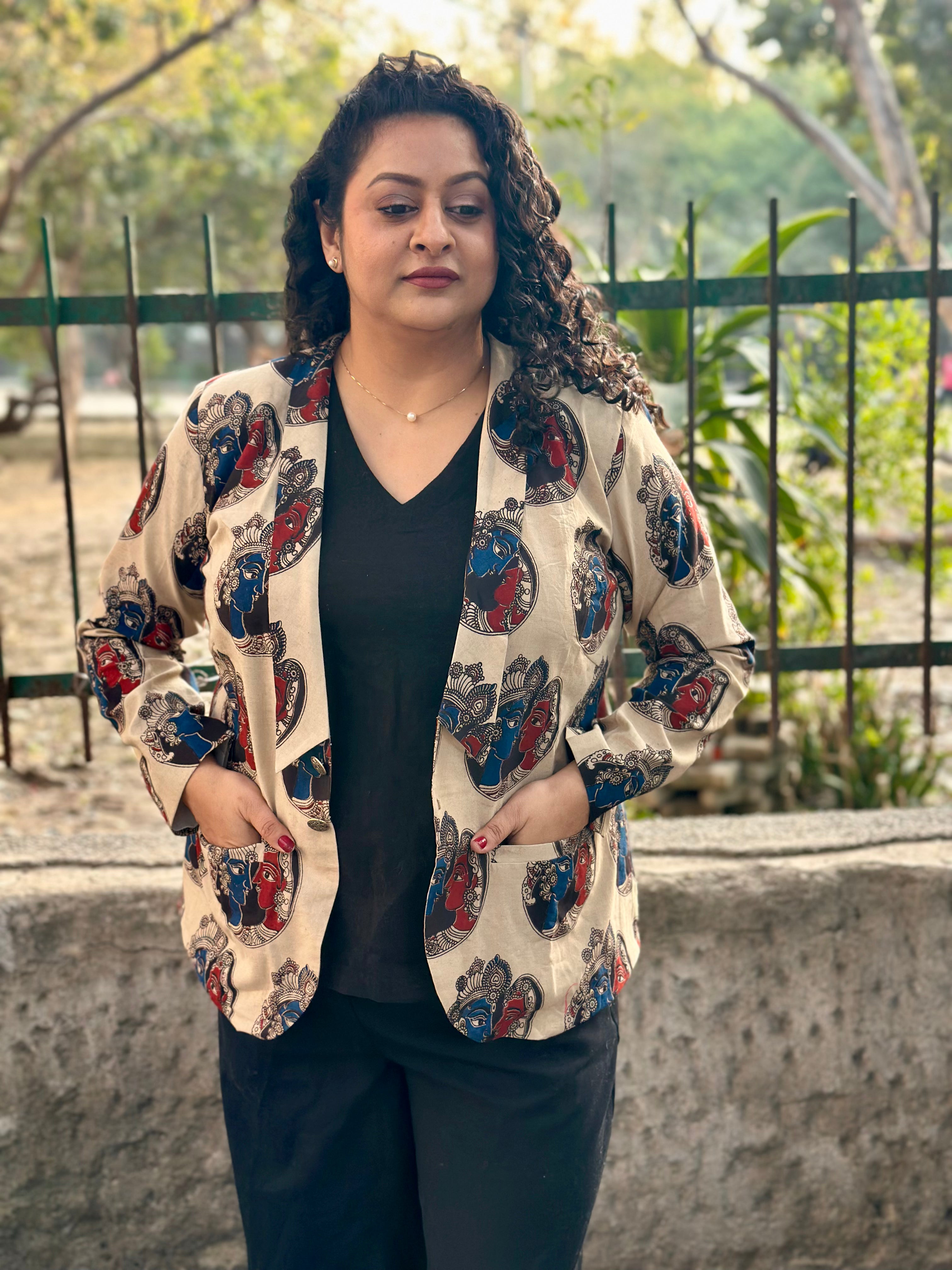 The Boardroom Kalamkari Handblock Print Cotton Blazer