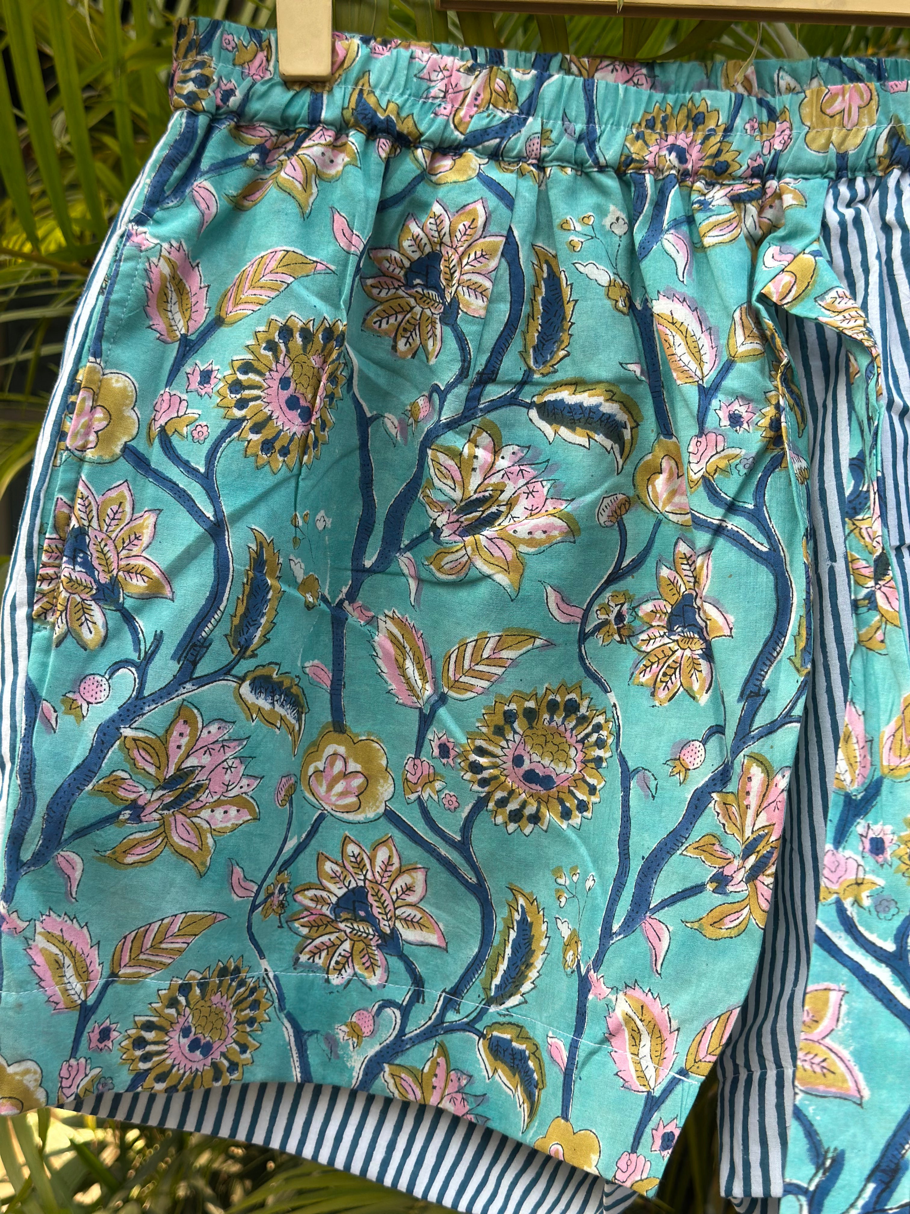 Neel Pushp - Overlap style Handblock print Cotton Shorts