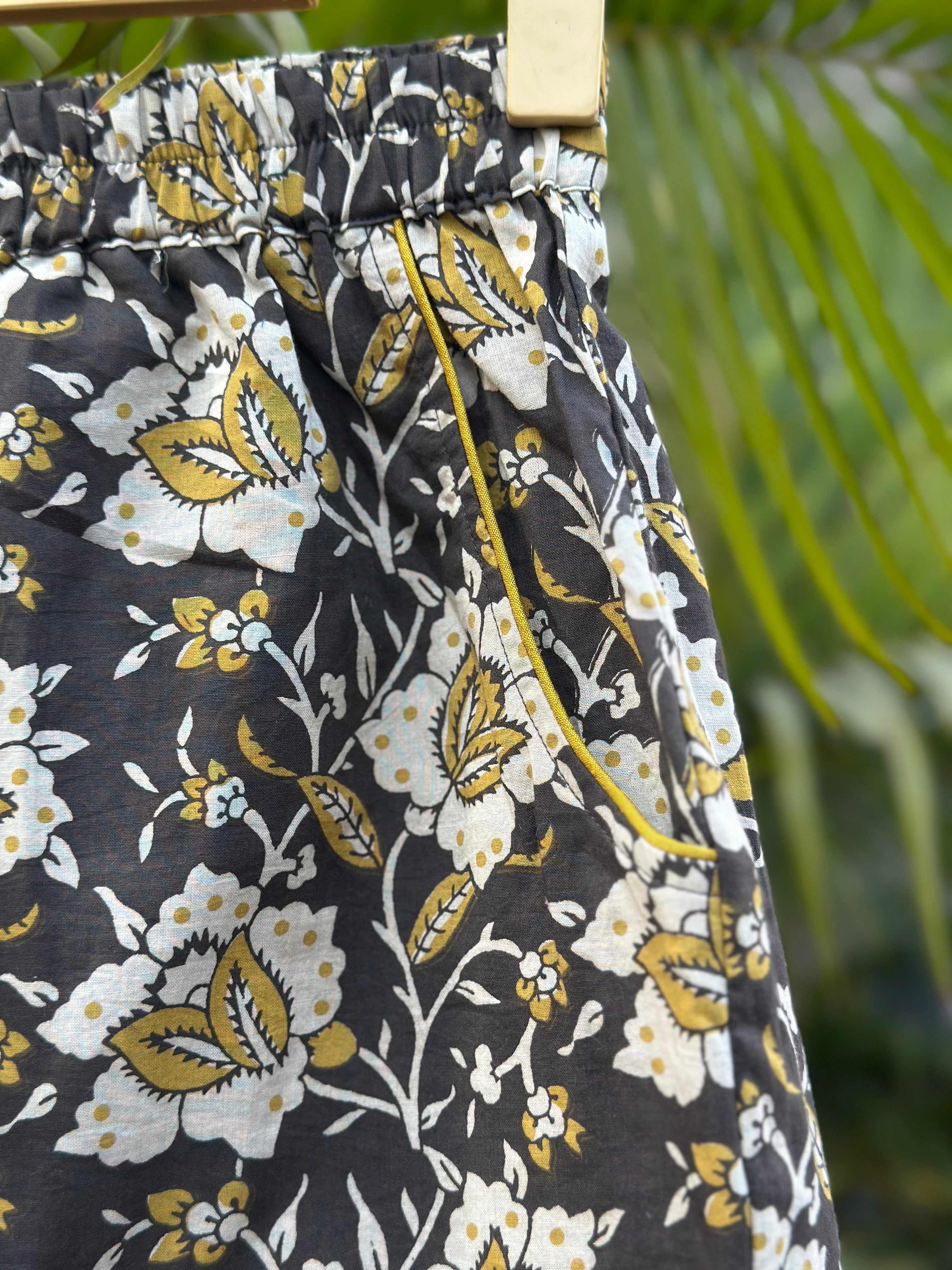 Sunlit Garden handblock Print cotton shorts