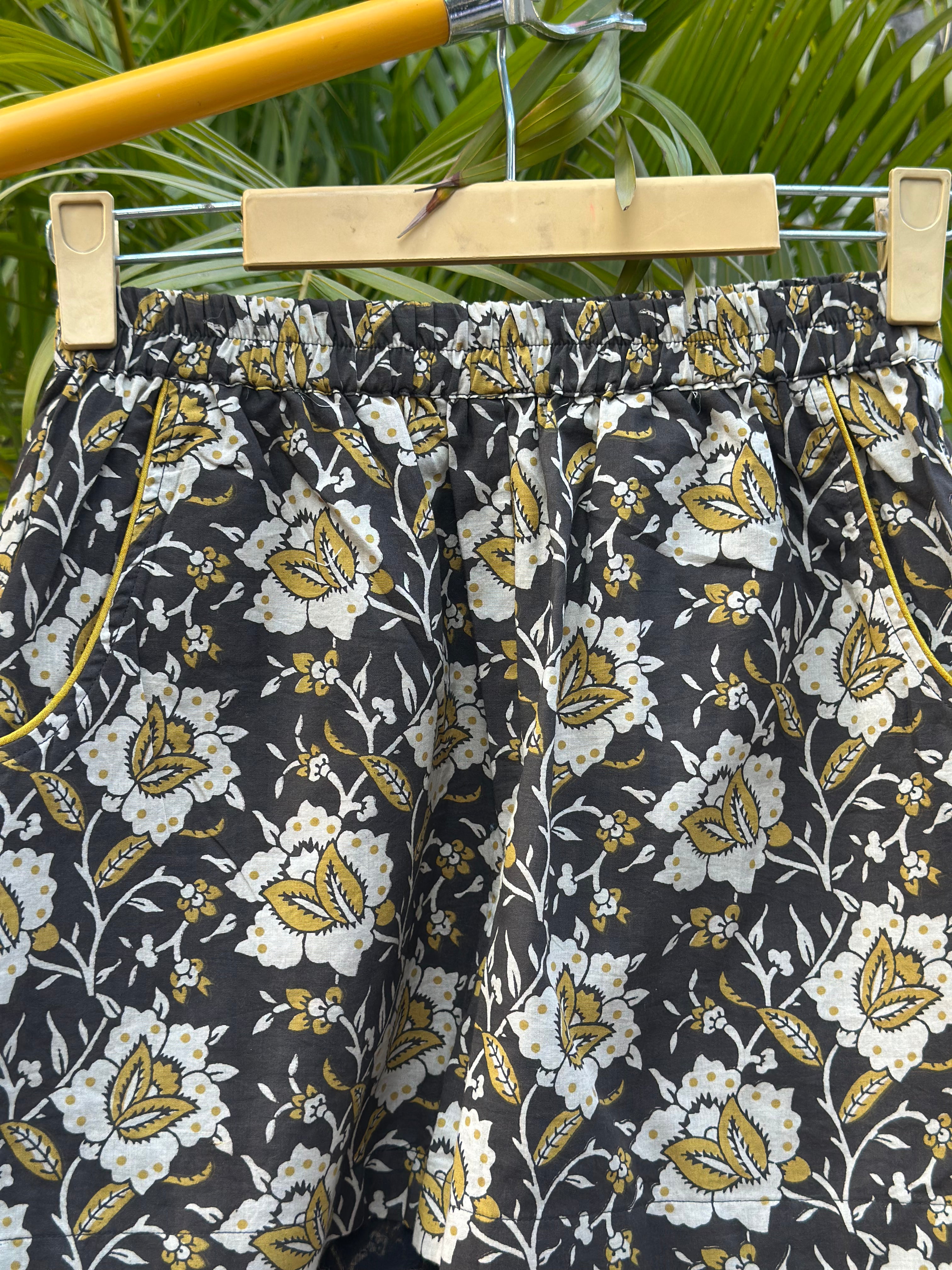 Sunlit Garden handblock Print cotton shorts