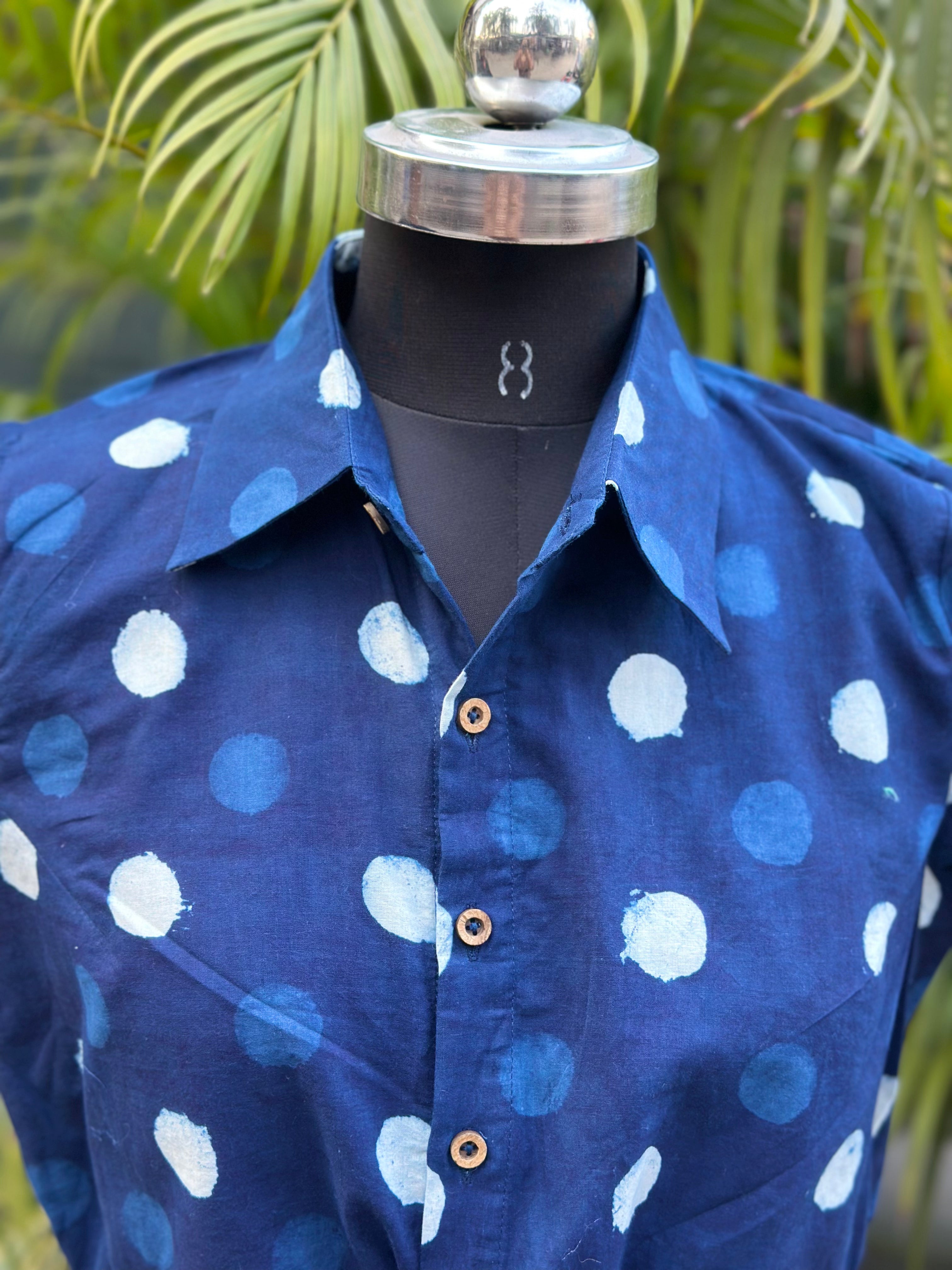 Indigo Dabu Polka Dots Cotton Crop Top