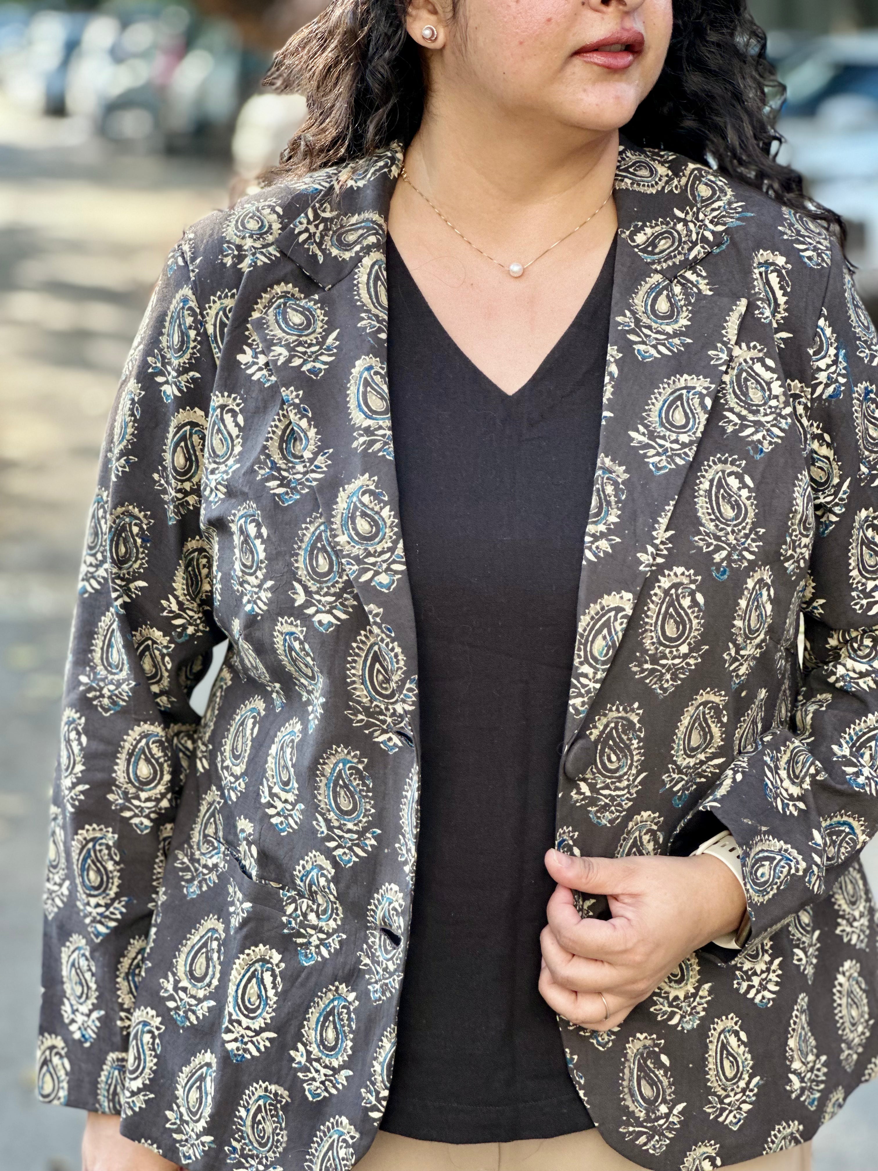 Paisley Power- Paisley Ajrakh Handblock Print Cotton Blaze