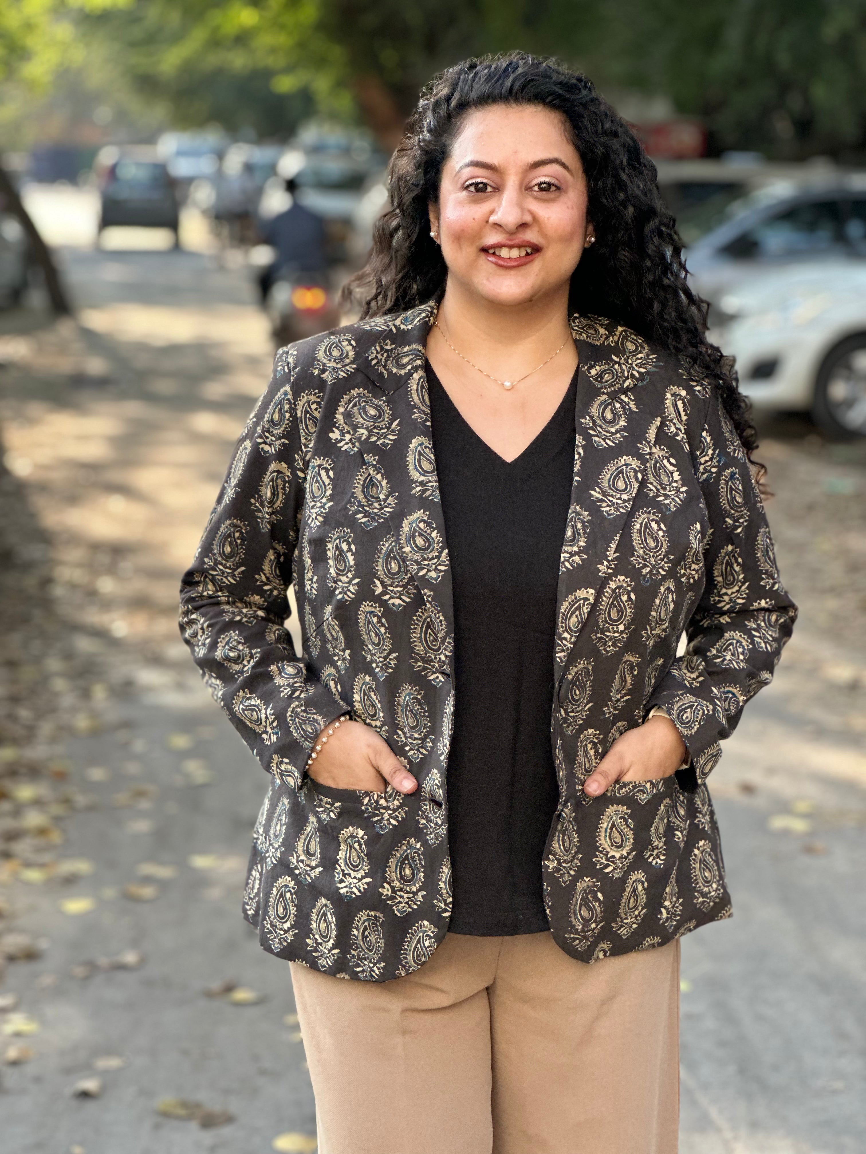 Paisley Power- Paisley Ajrakh Handblock Print Cotton Blaze