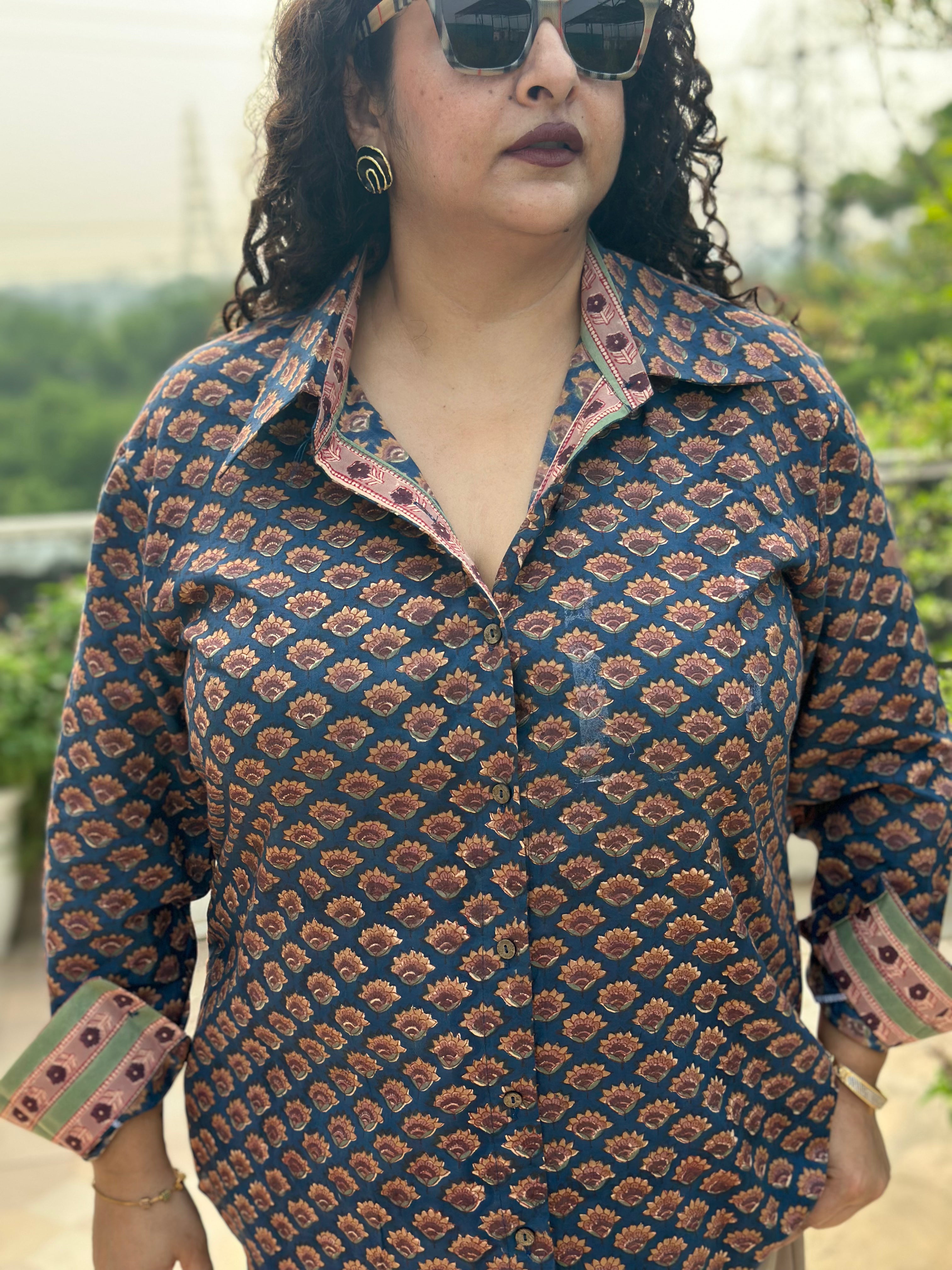 SUHANI – Sanganeri Handblock Print Cotton Shirt