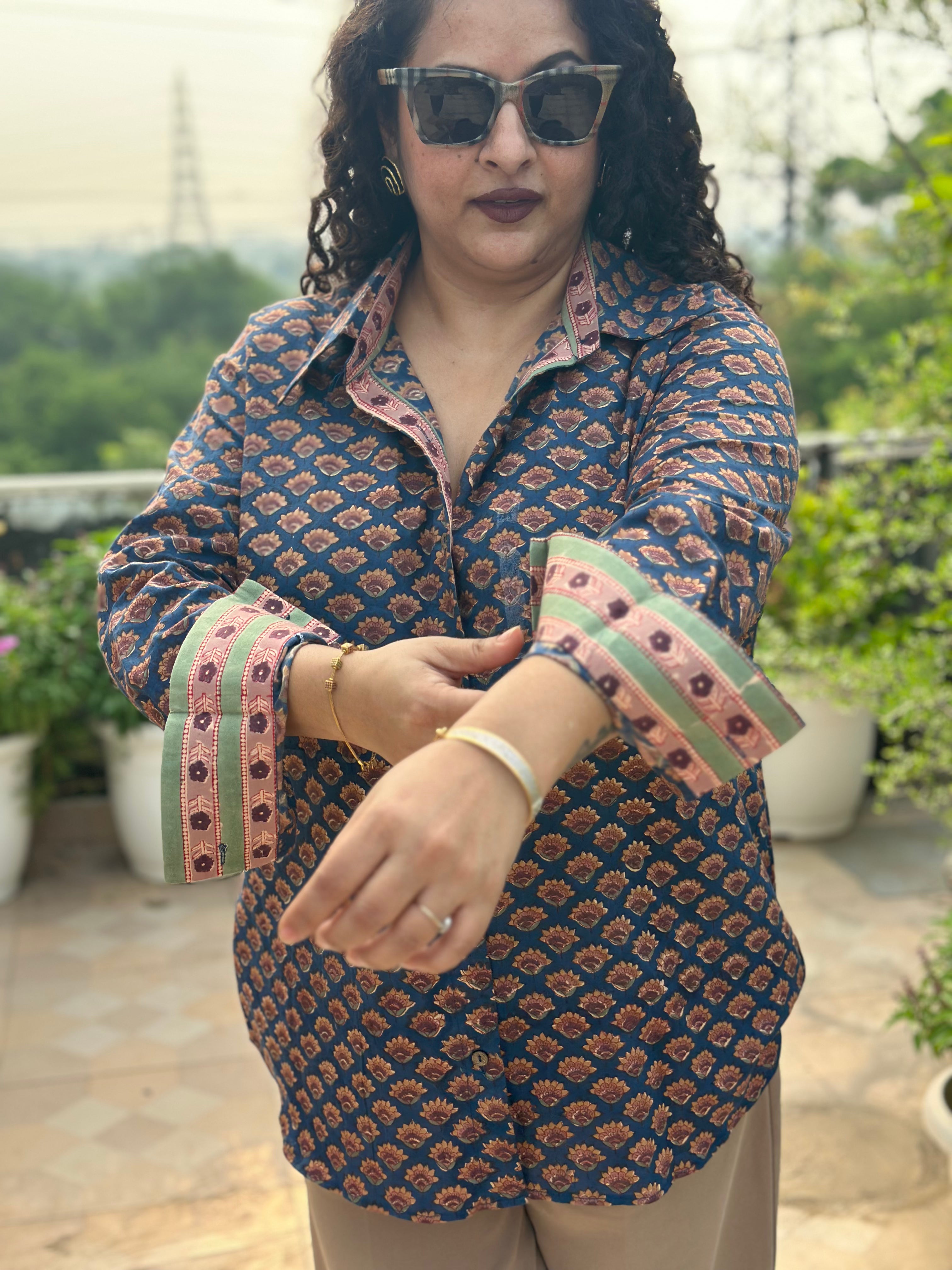 SUHANI – Sanganeri Handblock Print Cotton Shirt