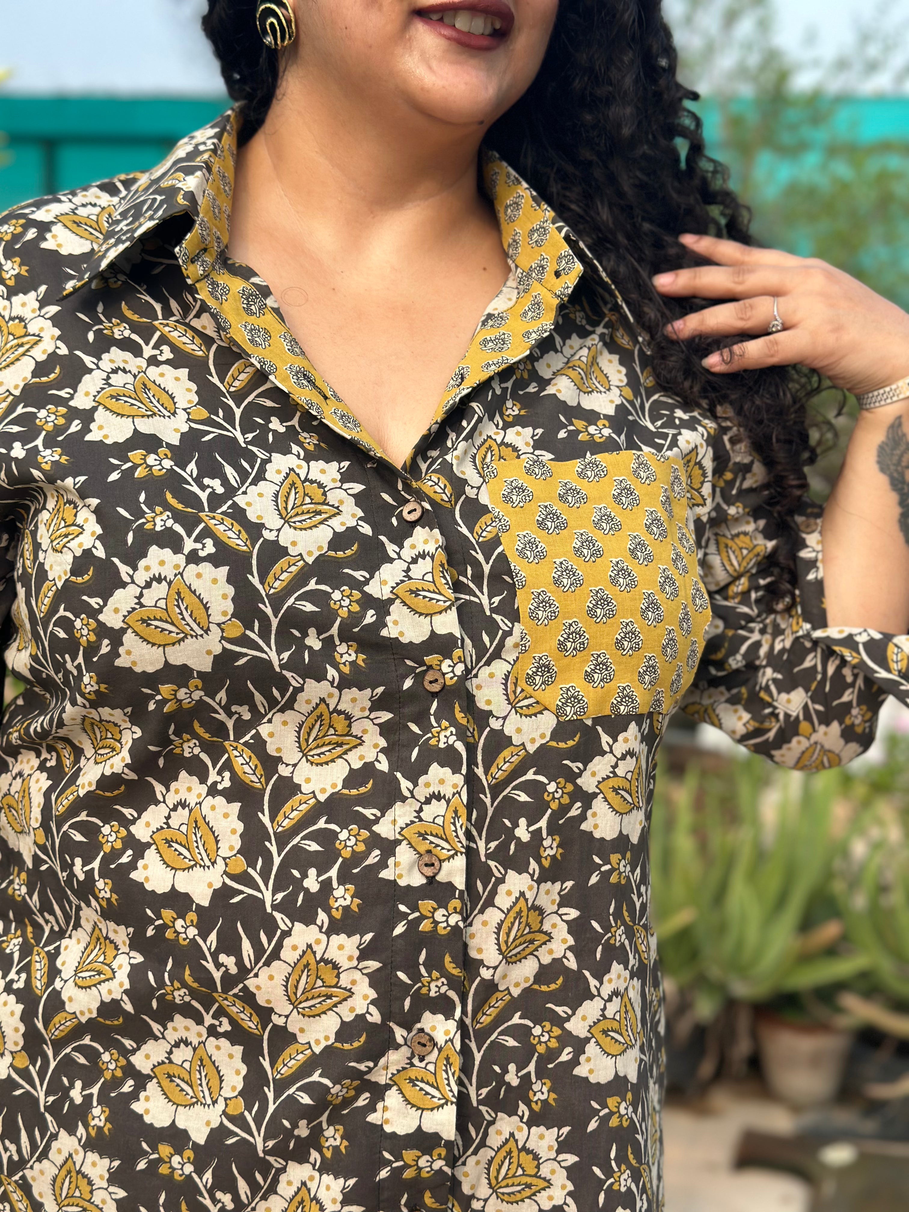Ruhani – Bagru Kalamkari Handblock Print Cotton Shirt