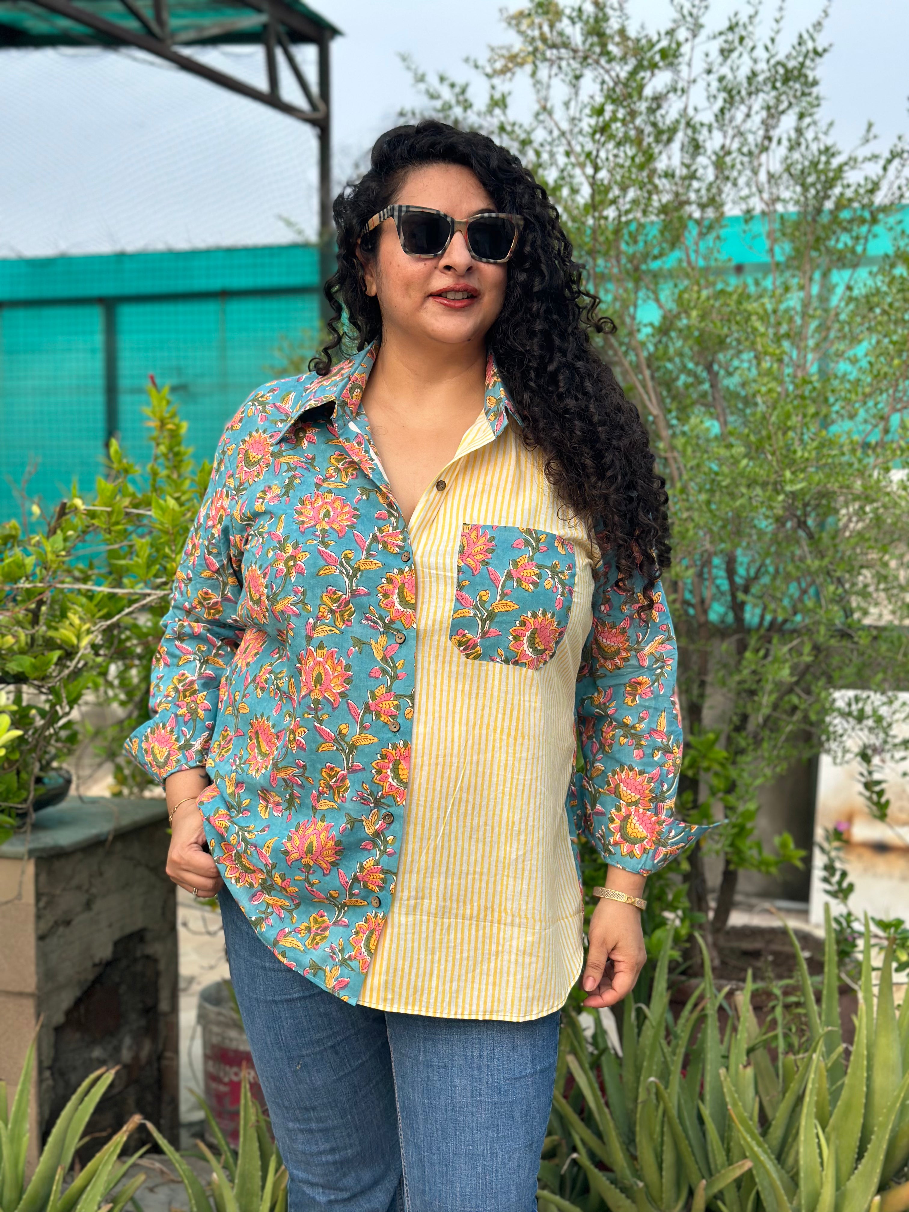 Pallete Drama – Premium Cotton Sanganeri Hand Block Print Shirt