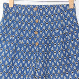 Blue Bagru Booti Cotton Shorts with Wooden Button