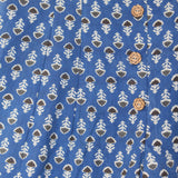 Blue Bagru Booti Cotton Shorts with Wooden Button