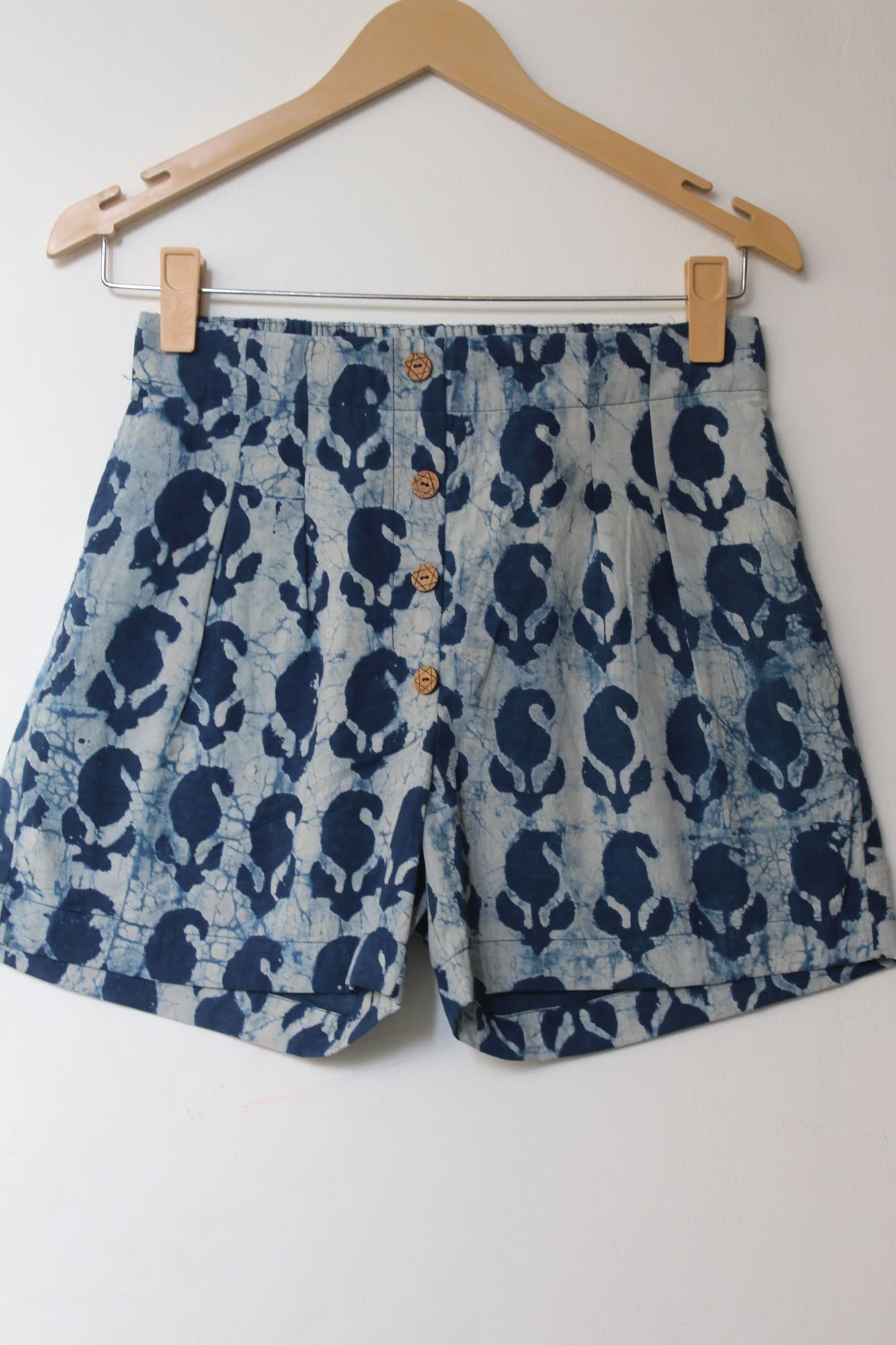 Indigo Dabu Paisley Cotton Shorts