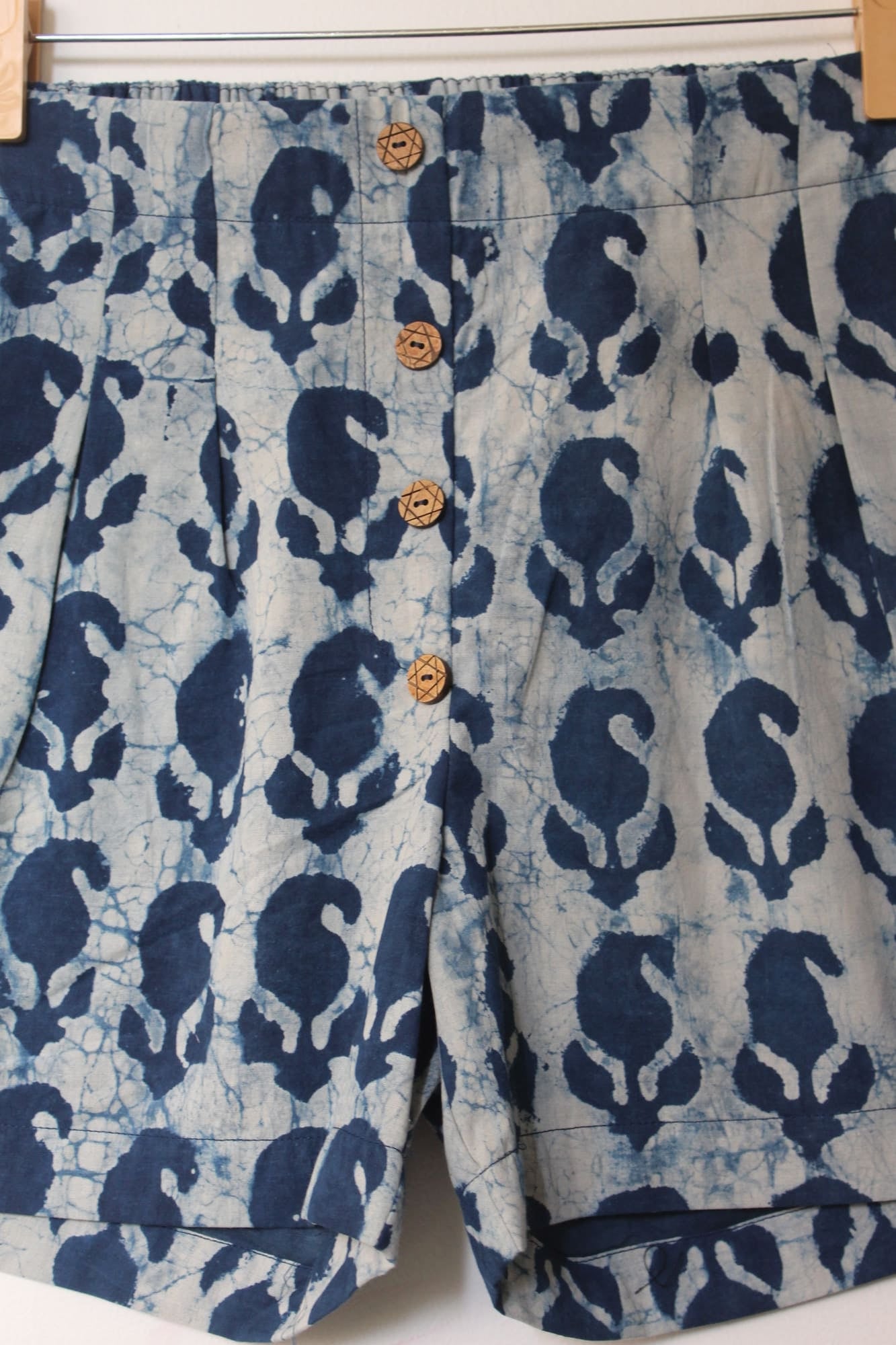 Indigo Dabu Paisley Cotton Shorts