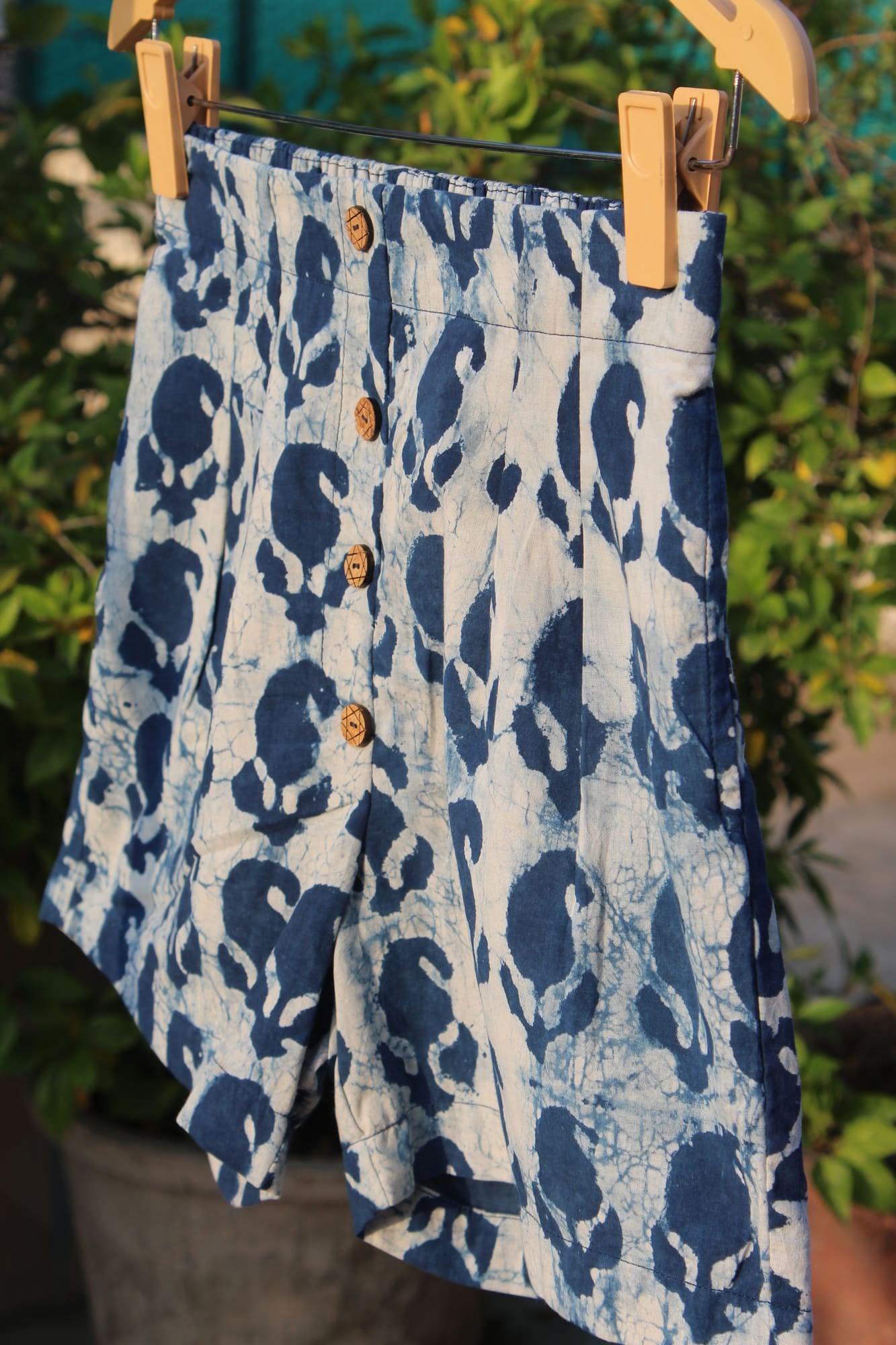 Indigo Dabu Paisley Cotton Shorts