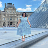 Parisian Bow Charm-Dabu Hand block Striped Cotton Dress
