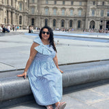 Parisian Bow Charm-Dabu Hand block Striped Cotton Dress