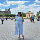 Parisian Bow Charm-Dabu Hand block Striped Cotton Dress