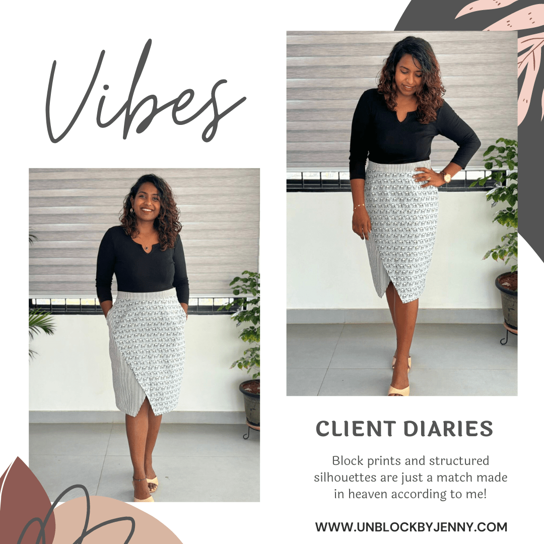 Grey camel bagru handblock print pencil wrap style cotton skirt -SKIRT