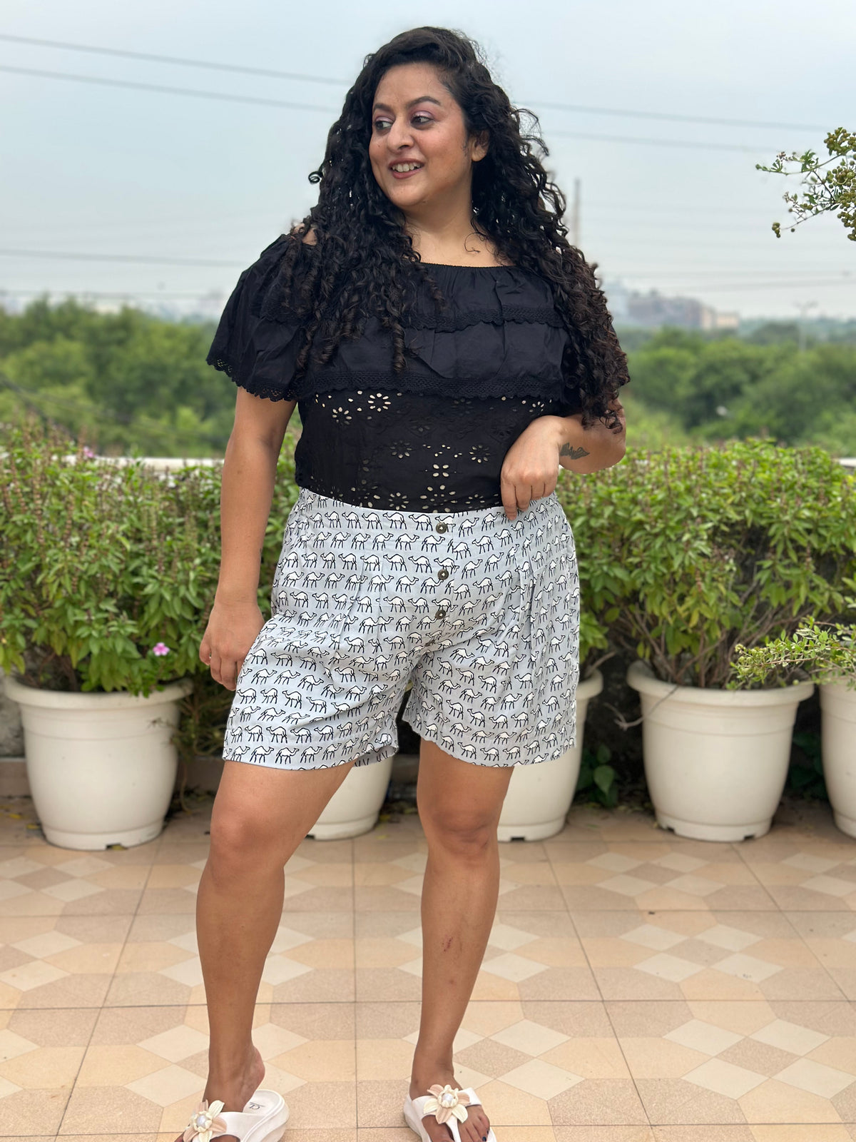 Desert Nomad -Hand block Print Cotton Shorts