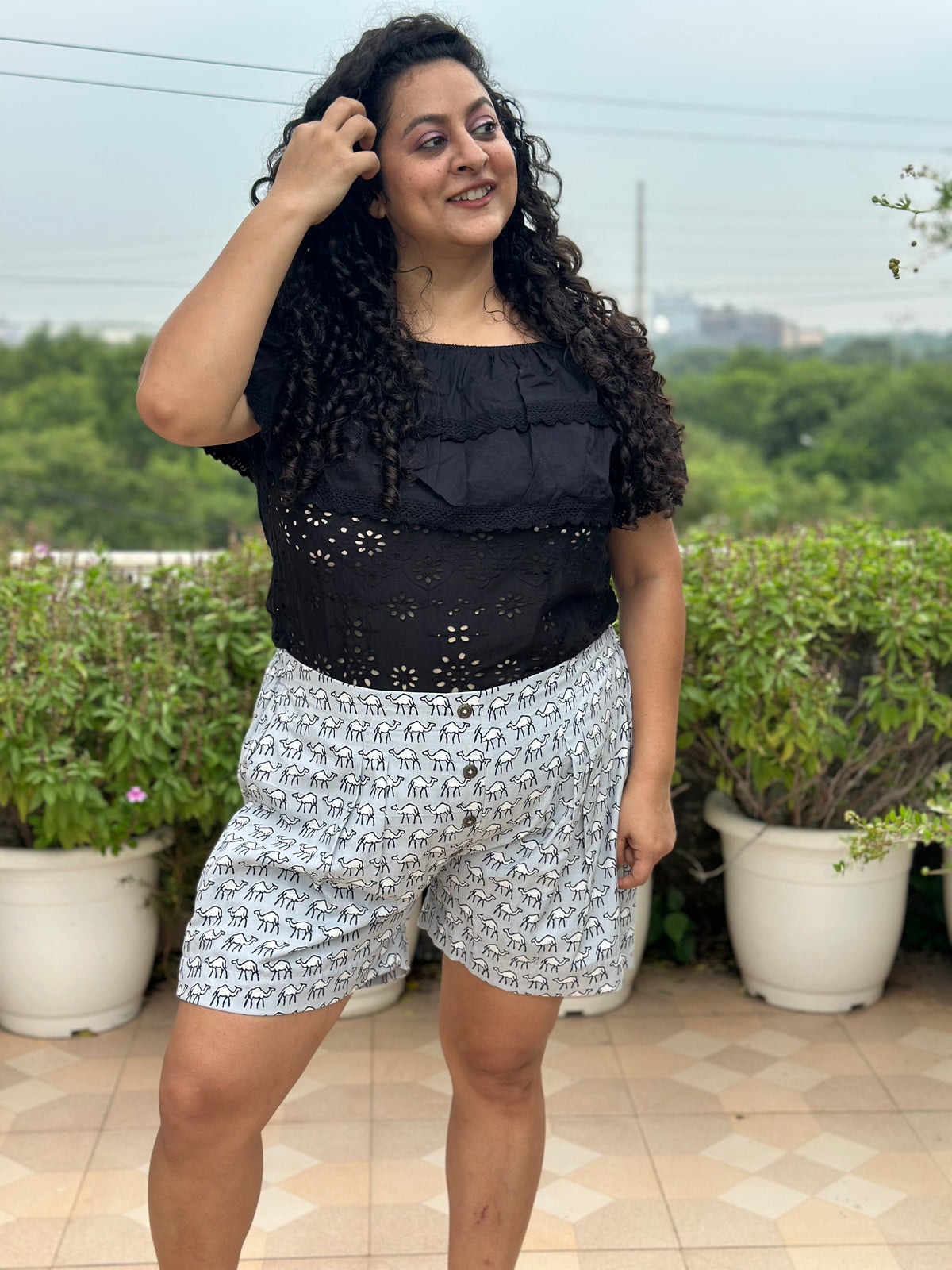 Desert Nomad -Hand block Print Cotton Shorts