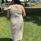 Sunshine bloom-One Shoulder Sanganeri Hand block Print Cotton Dress