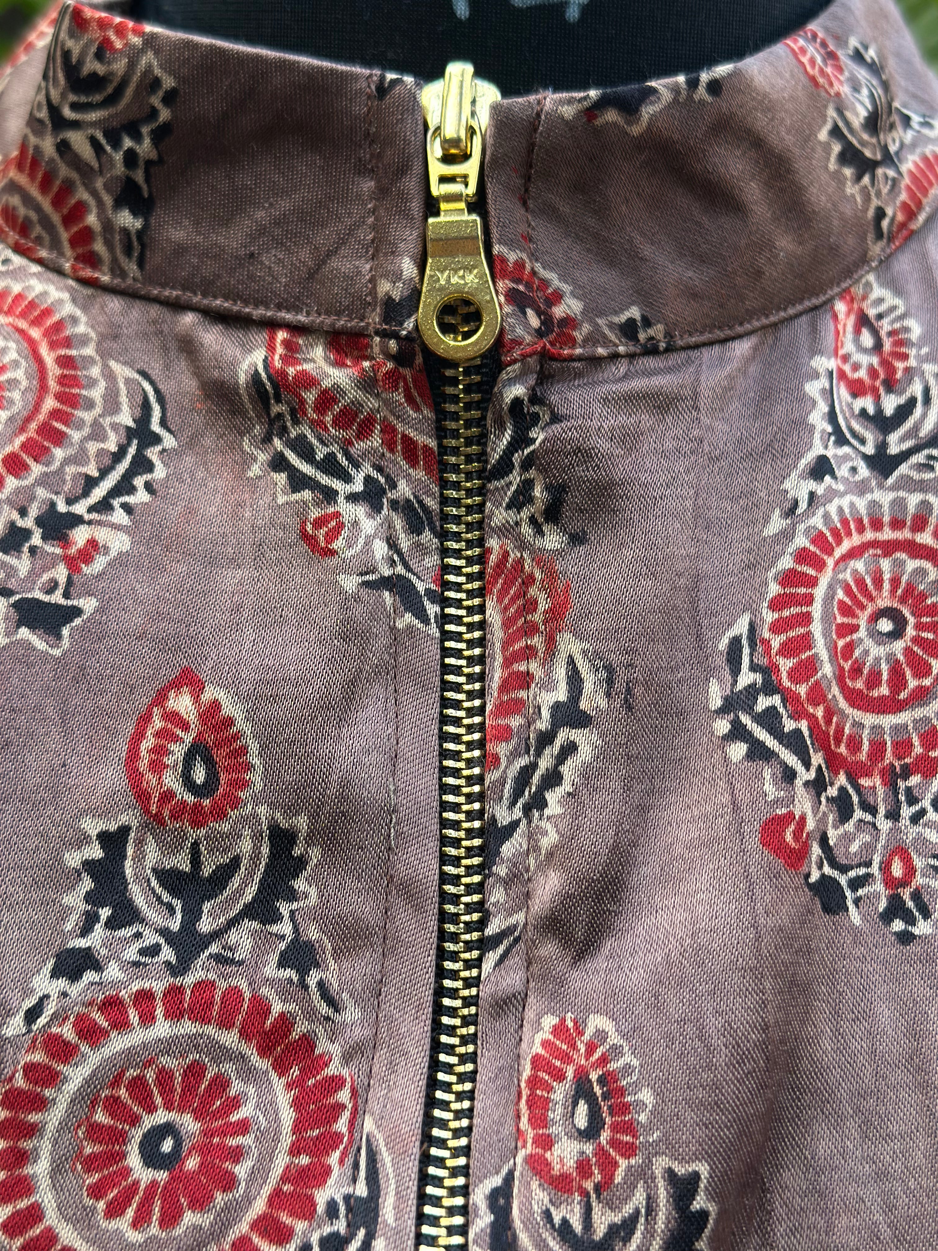 Vintage grace- Ajrakh handblock print Rose pink mashru silk blouse