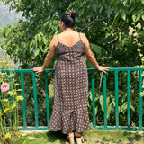Ajrakh Handblock print maxi cotton dress with noodle strap
