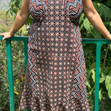 Ajrakh Handblock print maxi cotton dress with noodle strap