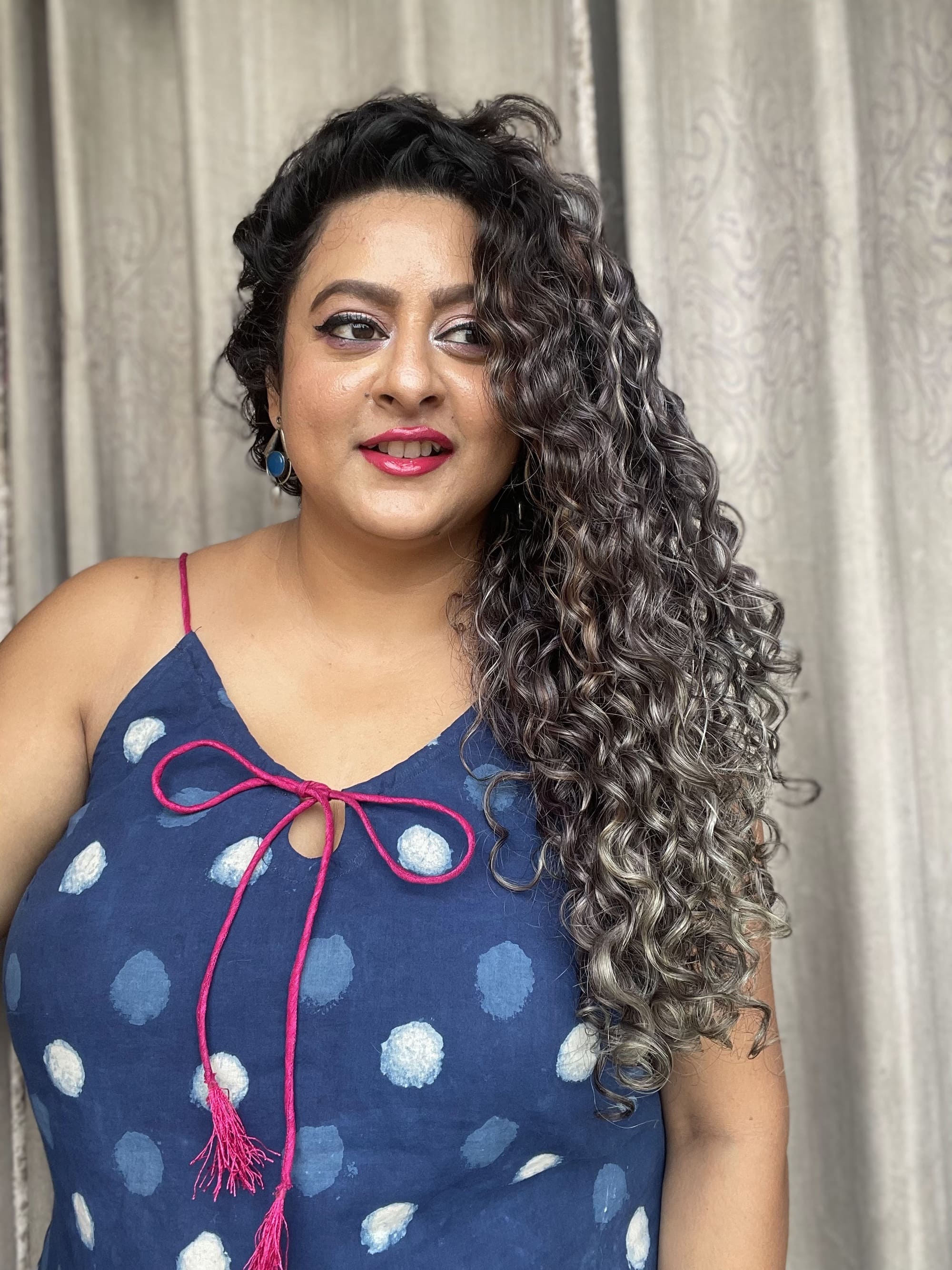 Indigo Dabu Polka Dot Handblock Cotton Top
